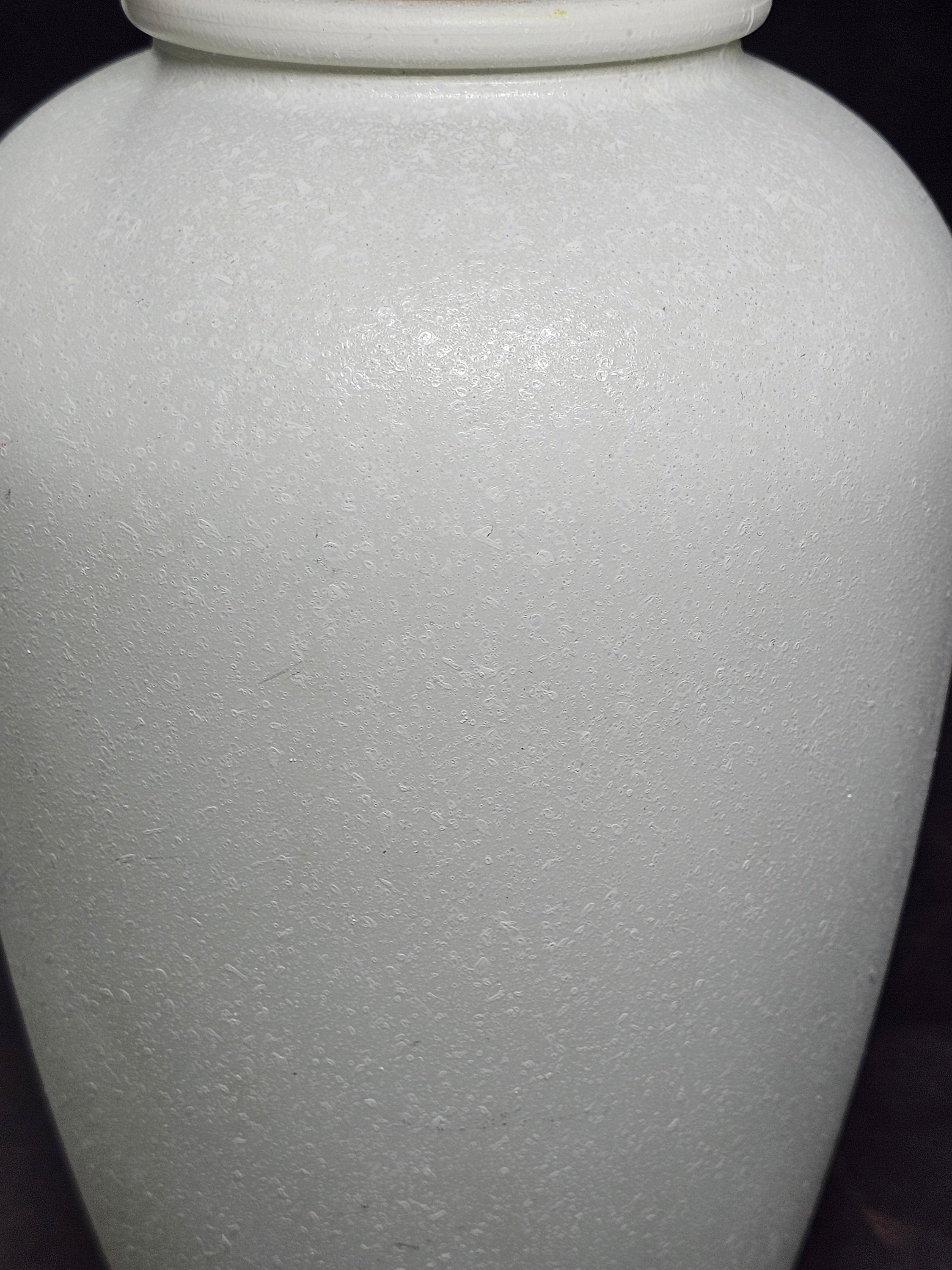 Studio Nova Portugal White Speckled Glass Vase 9"H 1980s