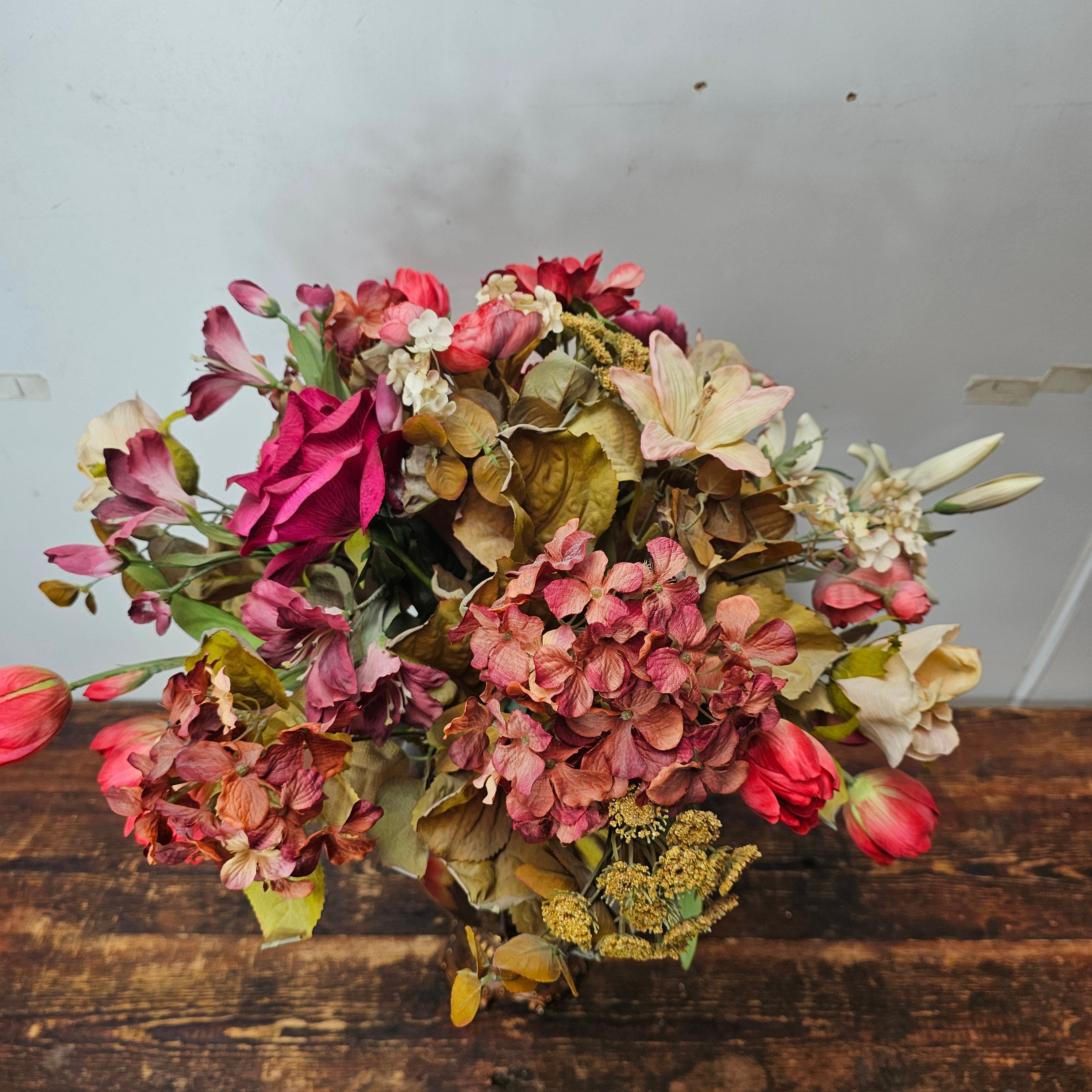 Resin Vase + Artificial Flowers Home Decor