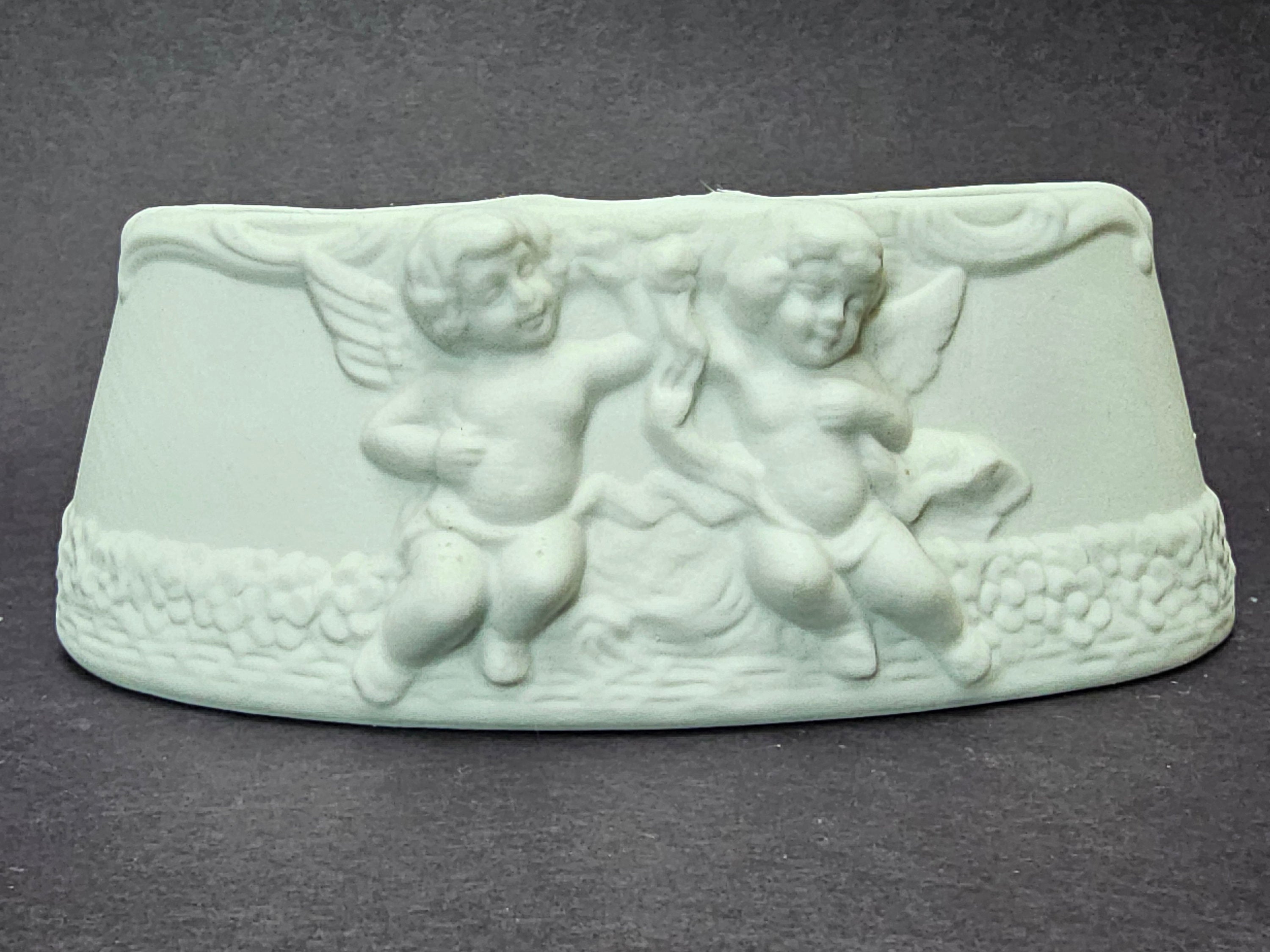 Vintage Dresden White Porcelain Cherub Flower Frog Candle Holder Centerpiece