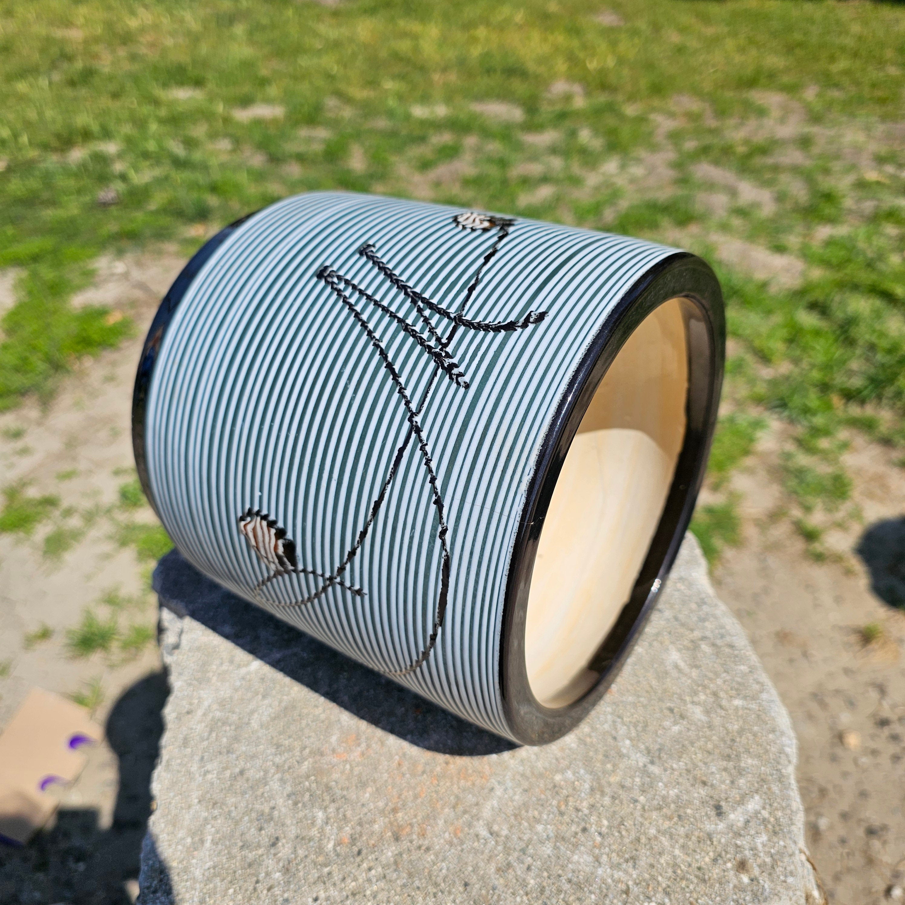 Vintage Japanese Glazed Ceramic Planter Pot 7.5" Dia x 7.5" H