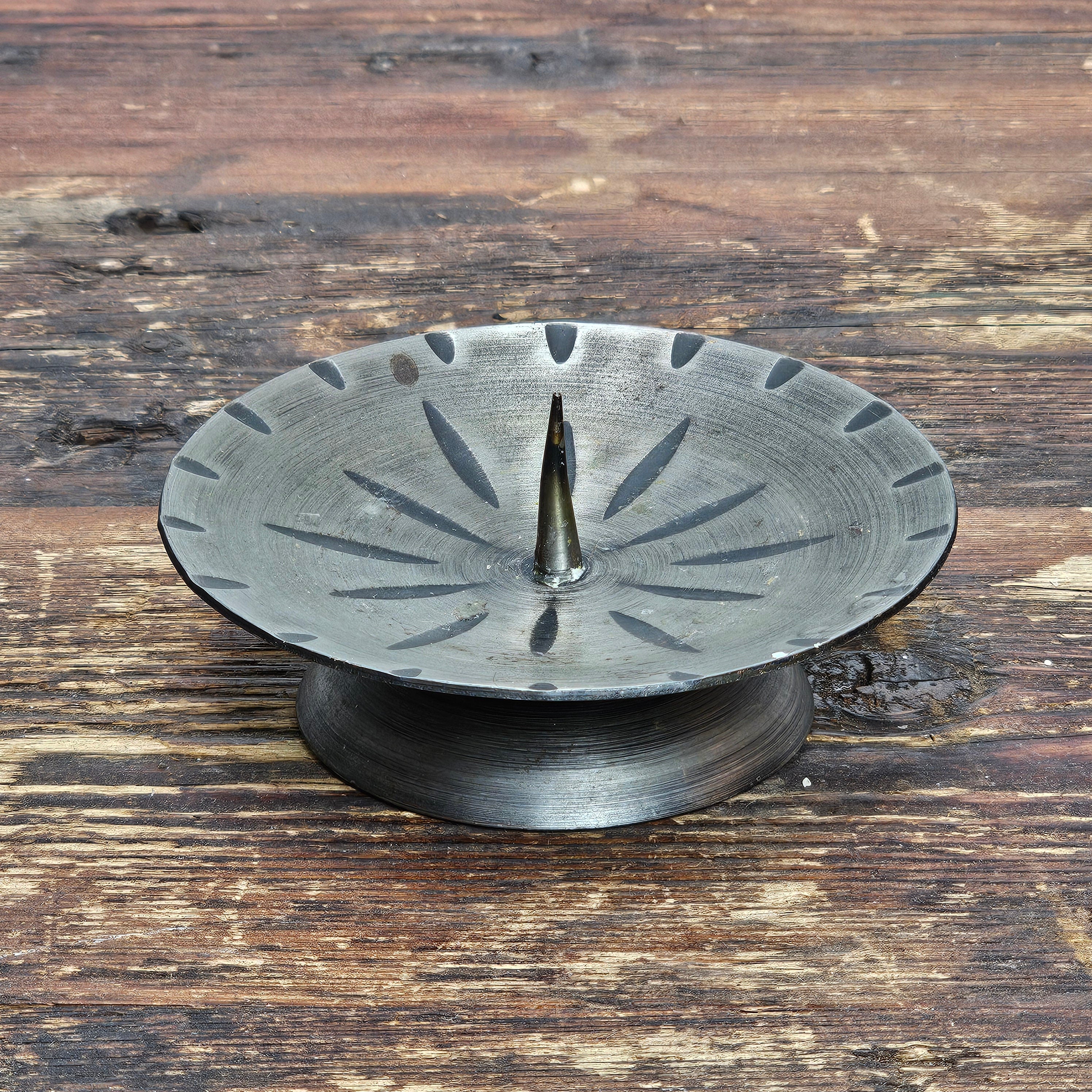 Vintage Native American Style Steel Candle Holder 4" x 1.2" H