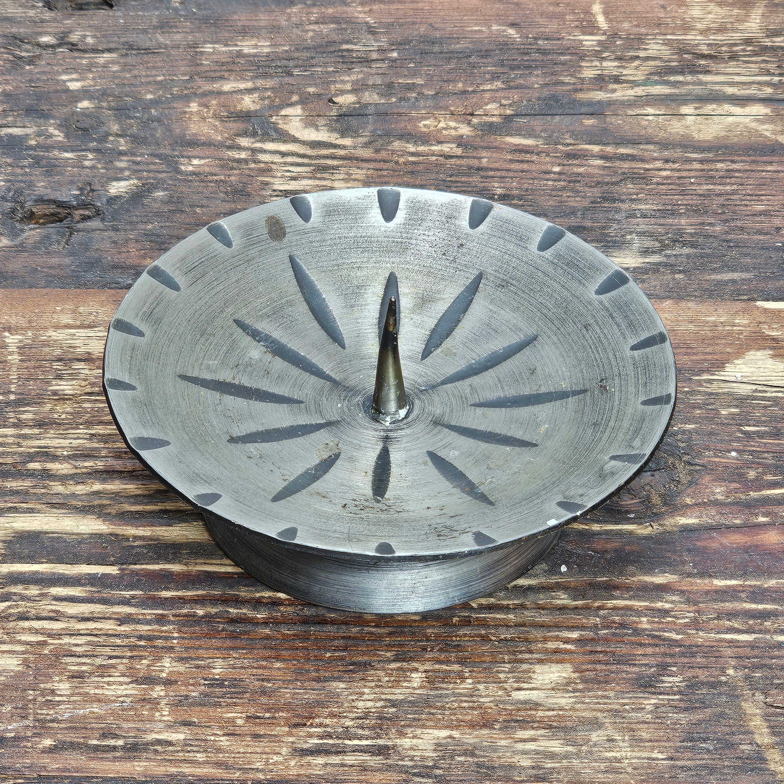 Vintage Native American Style Steel Candle Holder 4" x 1.2" H