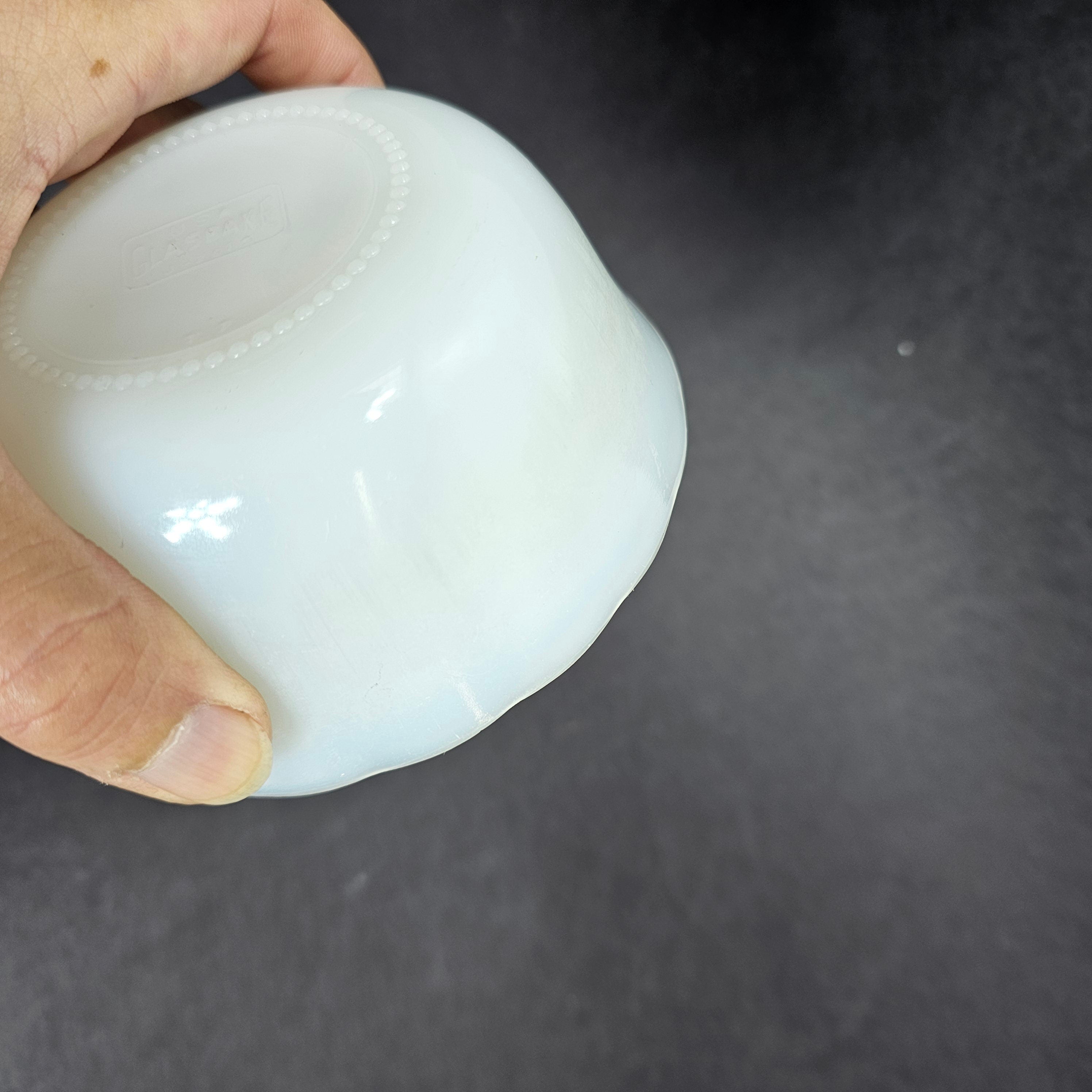 Vintage Milk Glass Glasbake Bowl # J-2019 Dipping Mixing Bowl 4.75" Dia x 2" H