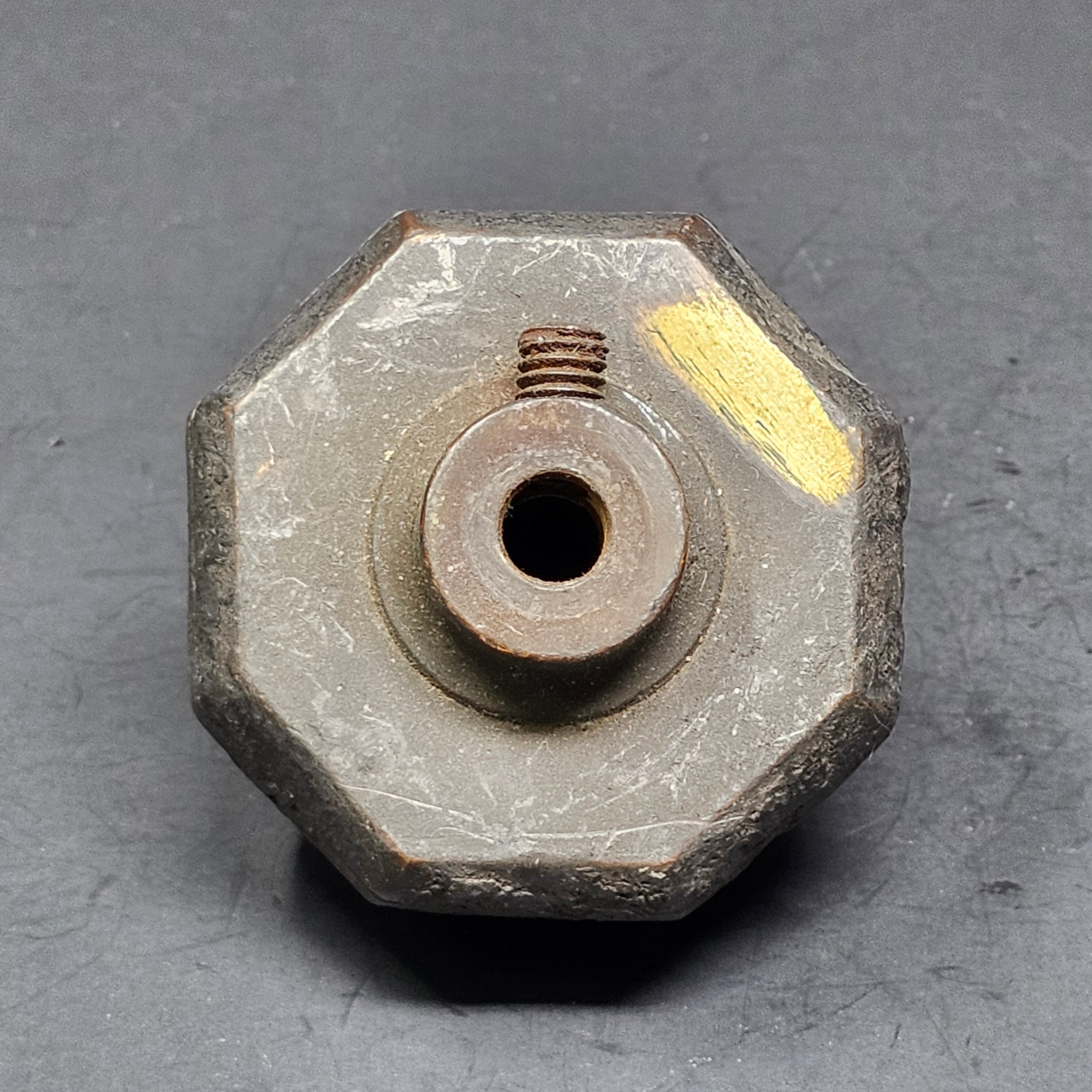 Antique Single Octagon Door Knob Solid Brass (1 lb.)