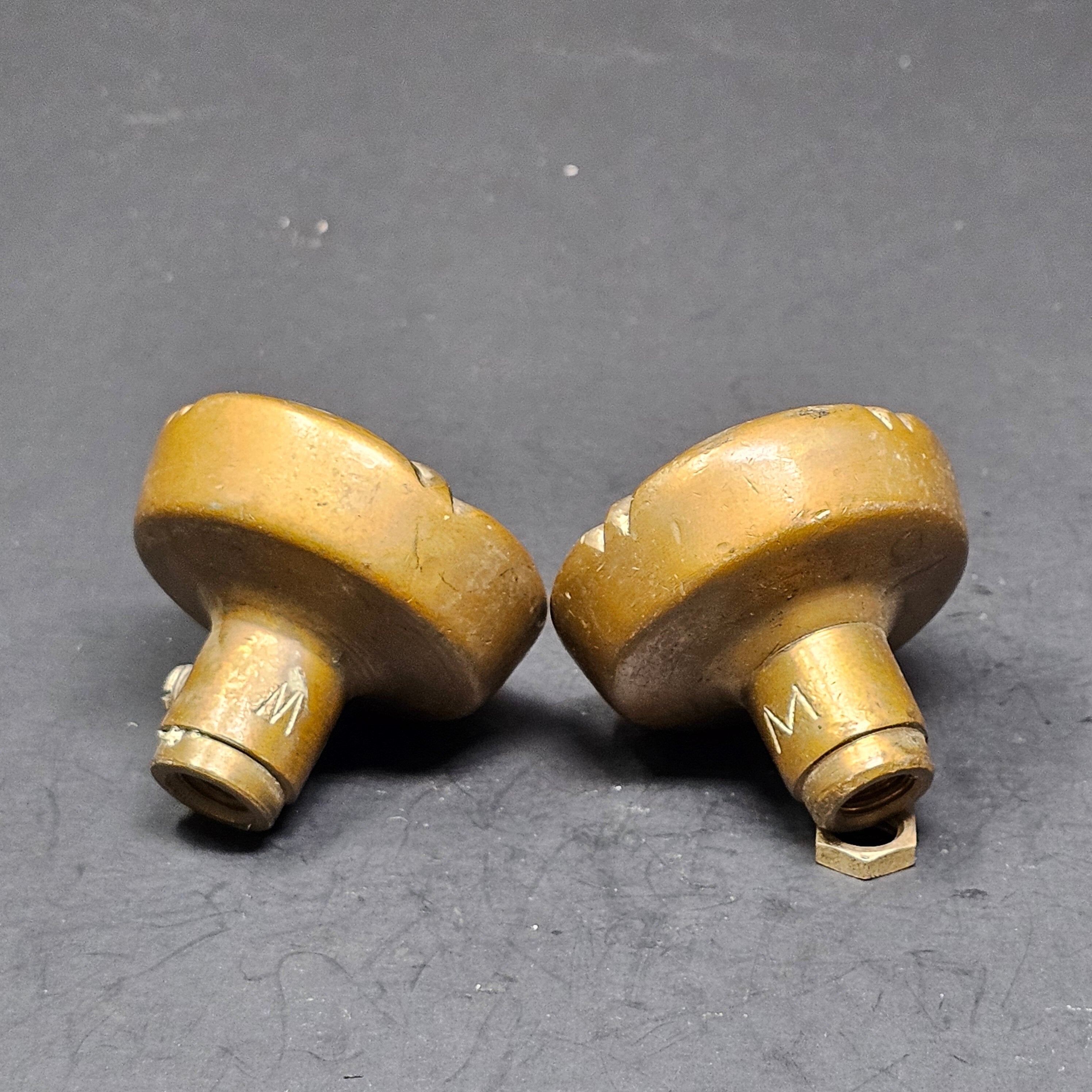 Set of 2 Vintage Ornate Door Knob Solid Brass