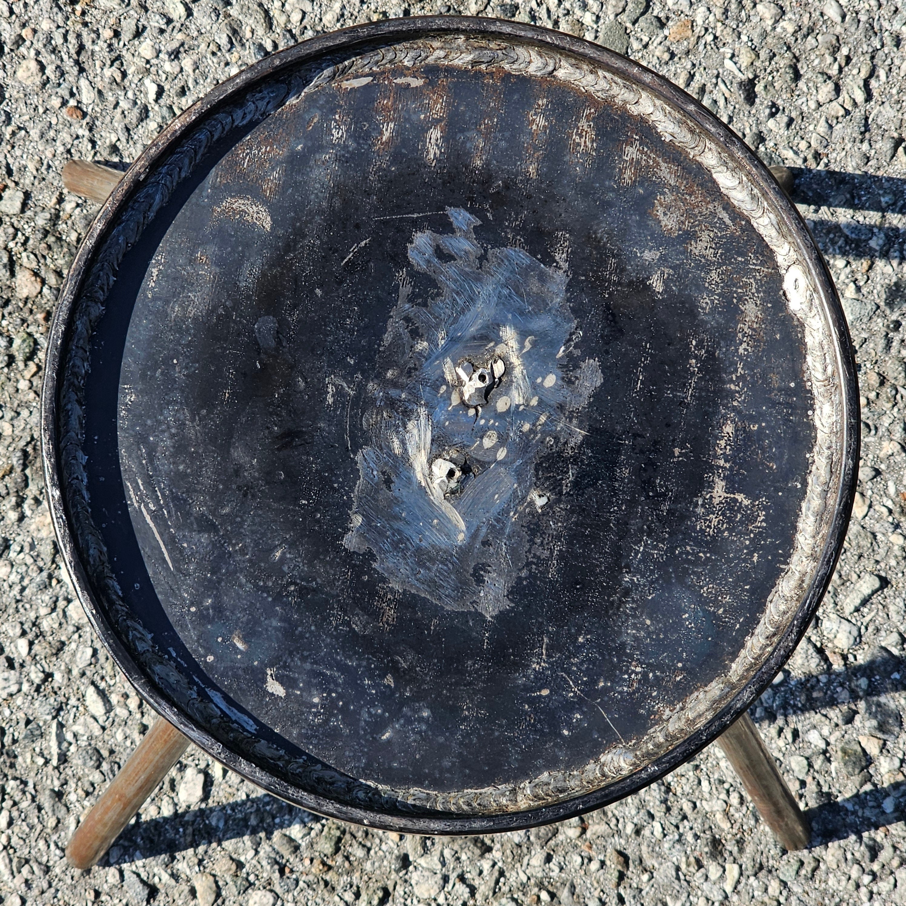 Industrial Style Small Metal Round Table / Plant Stand 10.75" Dia x 11.75" H