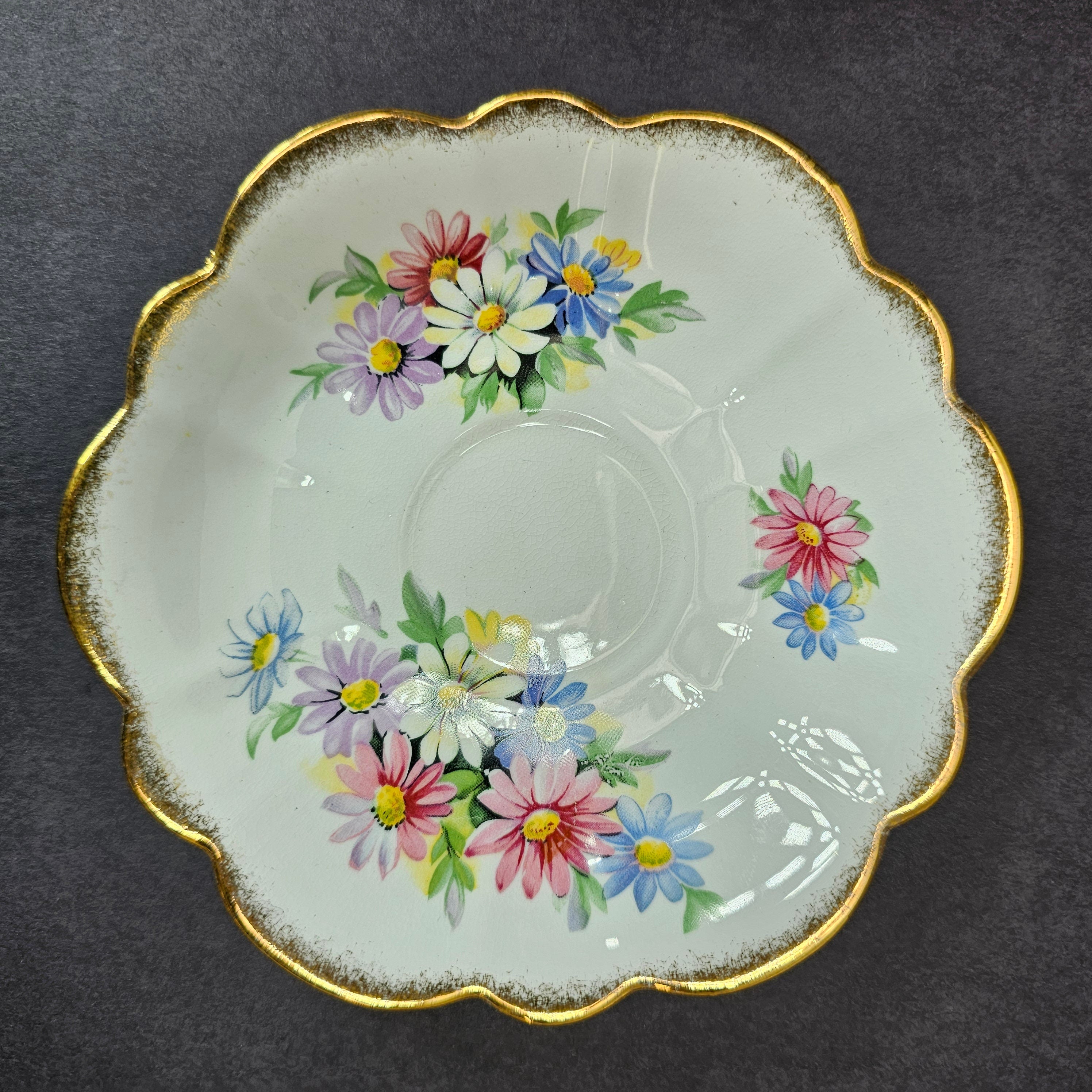 Vintage Taylor and Kent Gold Trim Teacup & Saucer Set From England