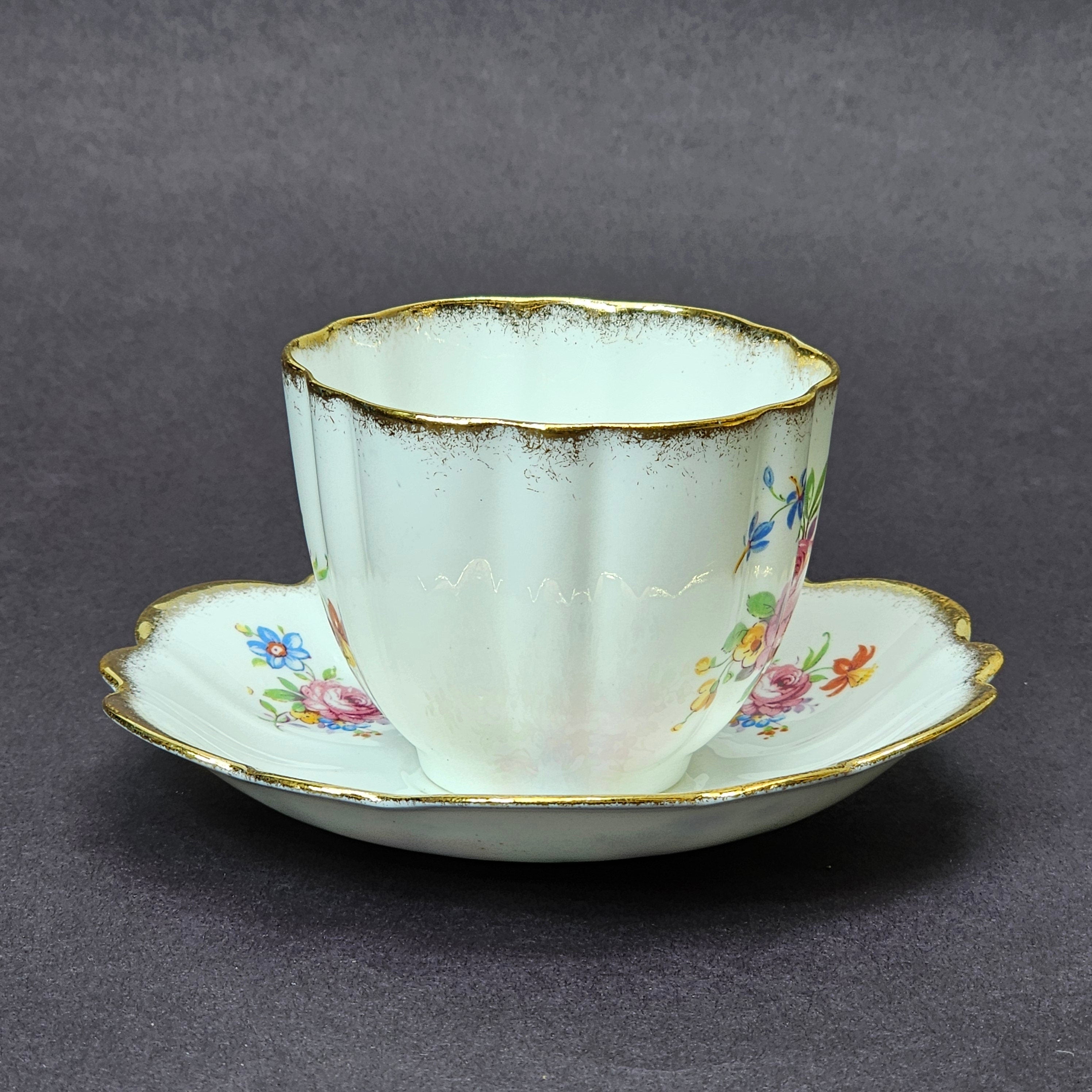 Vintage Taylor and Kent Gold Trim Teacup & Saucer Set From England