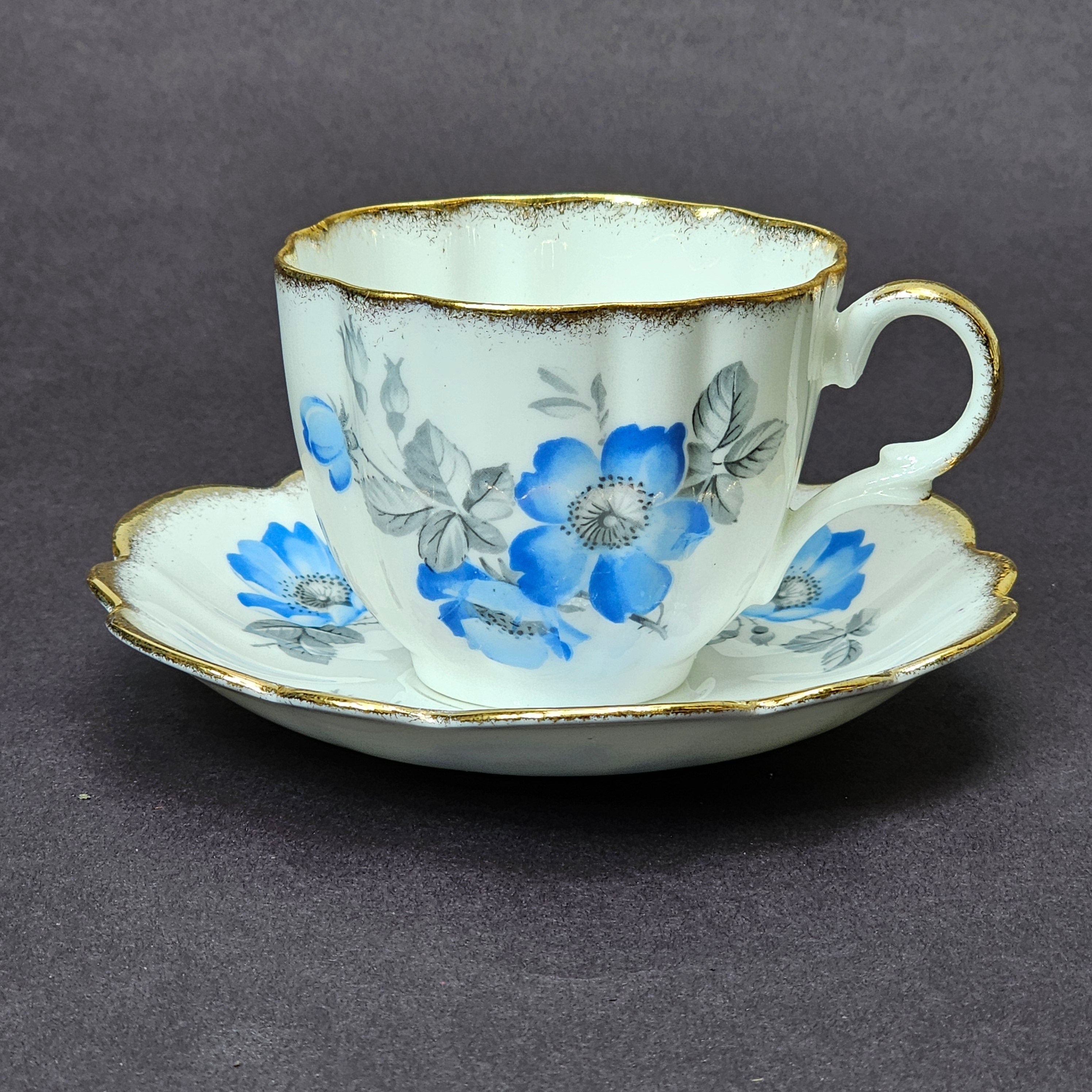 Vintage Taylor and Kent Gold Trim Teacup & Saucer Set From England