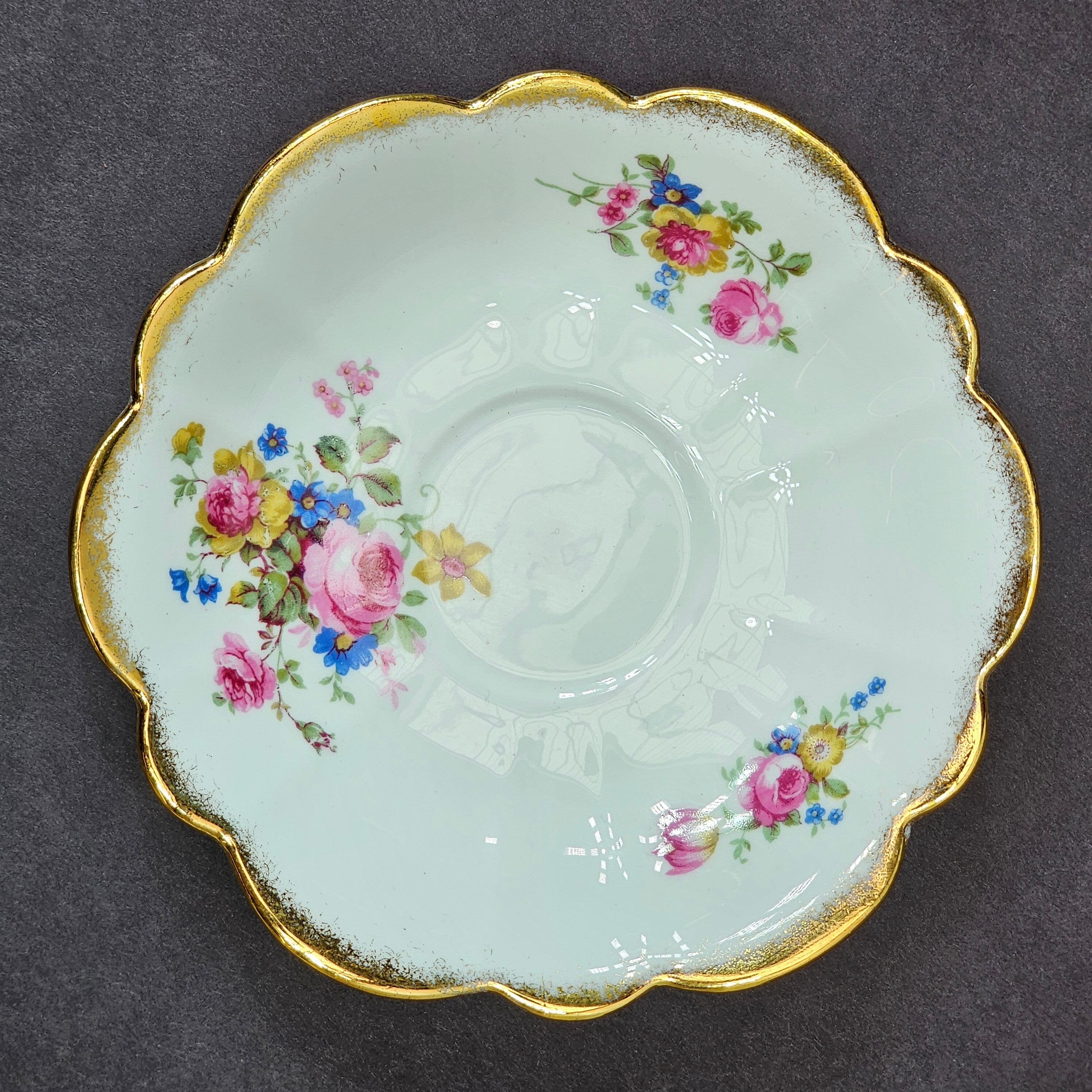 Vintage Taylor and Kent Gold Trim Teacup & Saucer Set From England