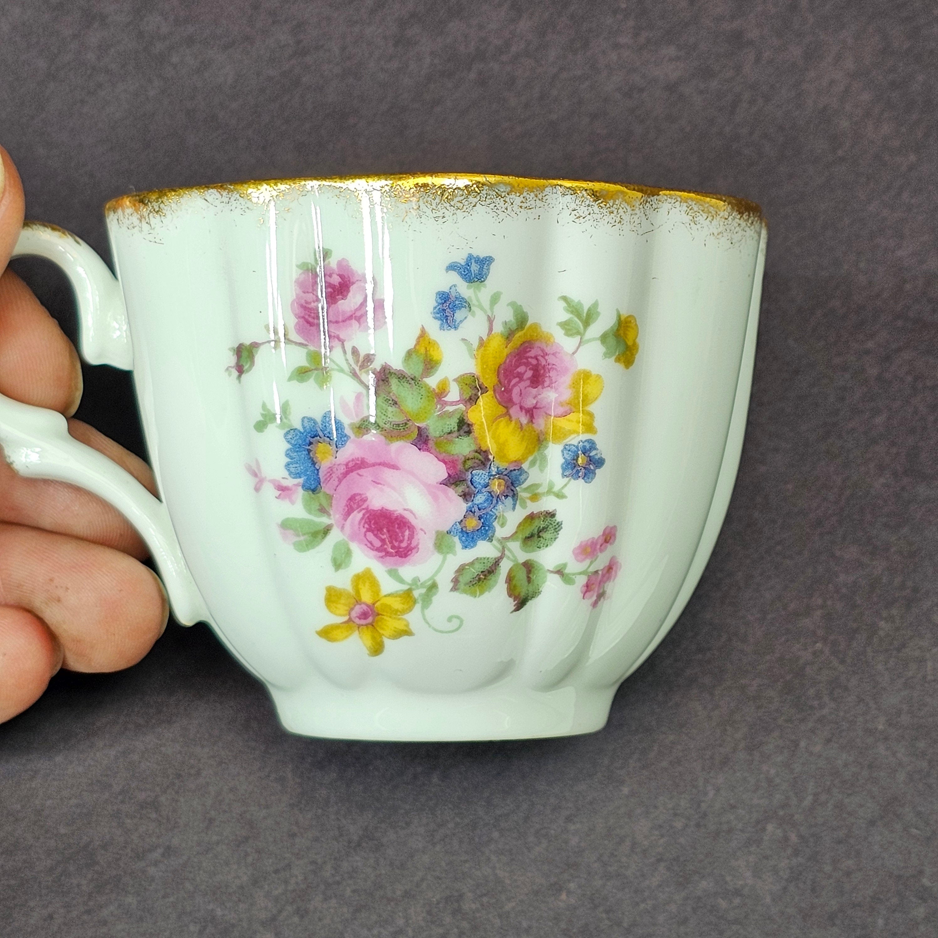 Vintage Taylor and Kent Gold Trim Teacup & Saucer Set From England