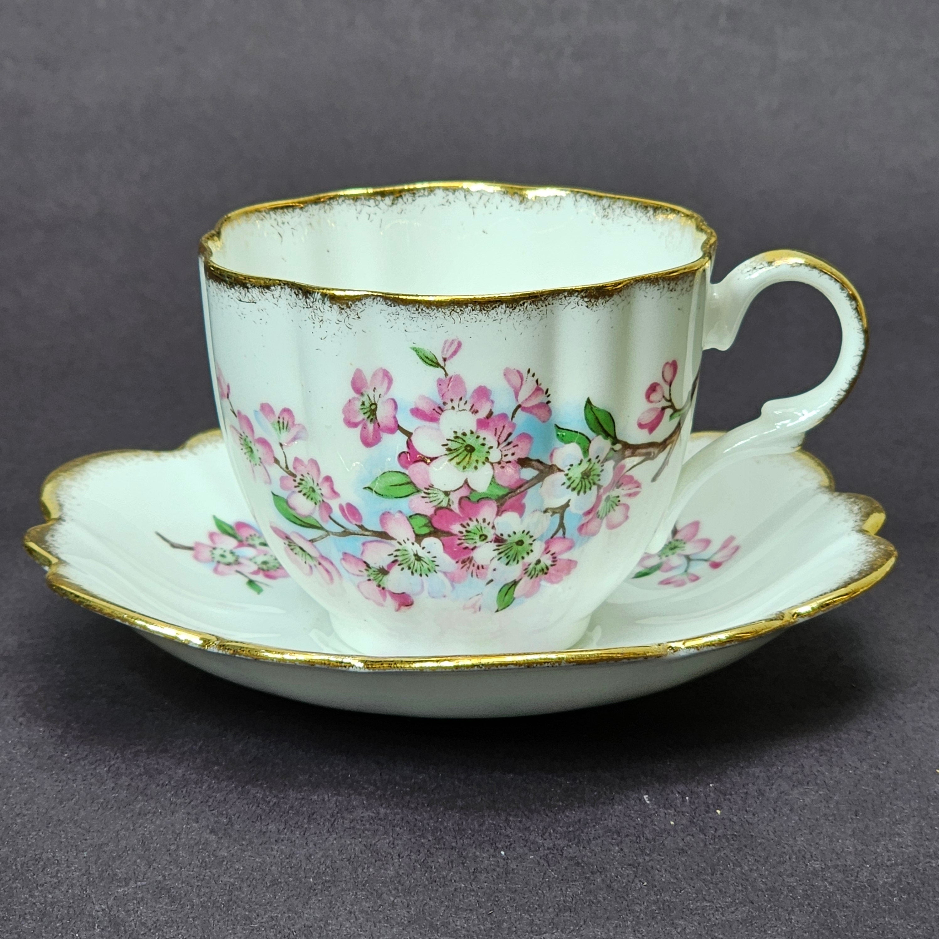 Vintage Taylor and Kent Gold Trim Teacup & Saucer Set From England