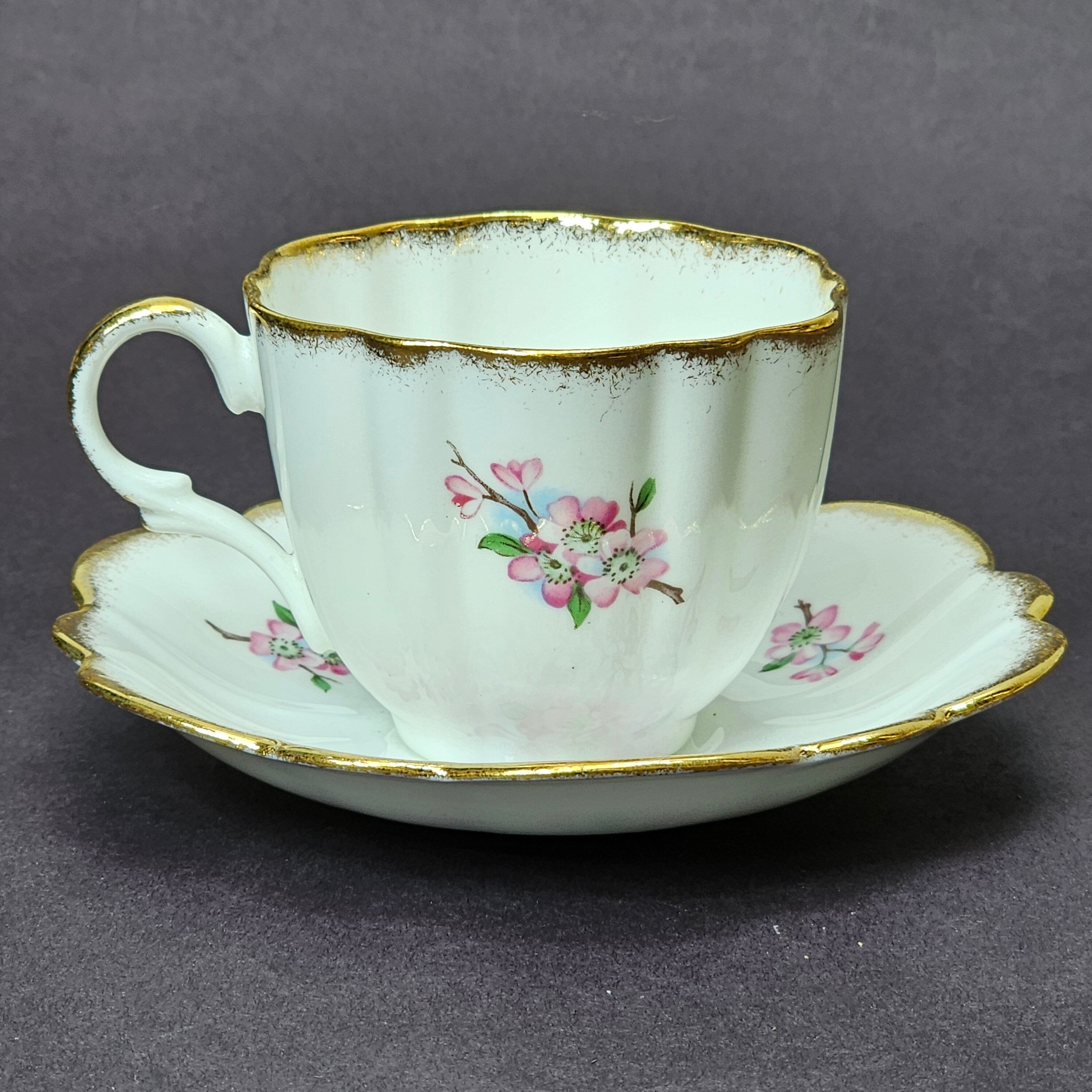 Vintage Taylor and Kent Gold Trim Teacup & Saucer Set From England