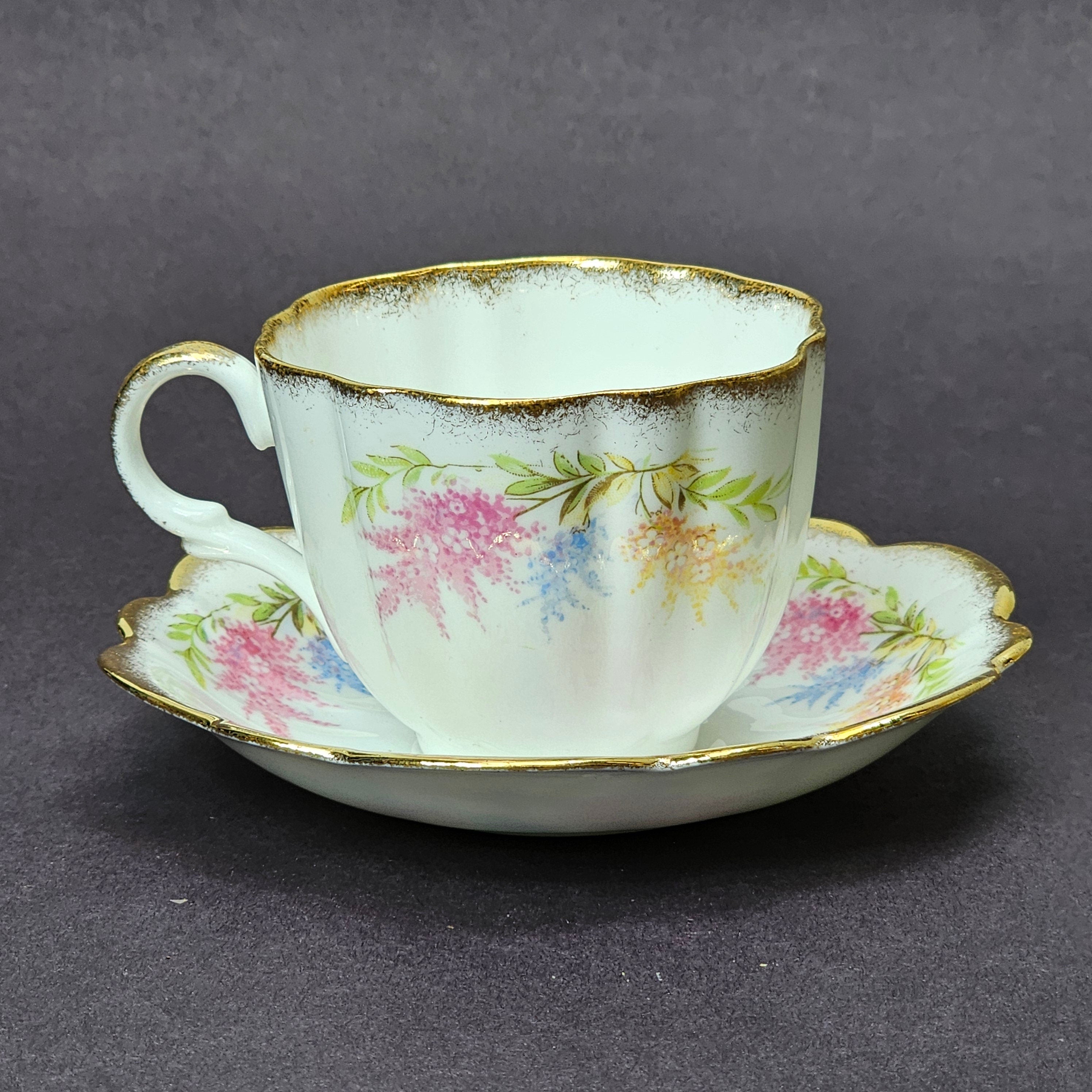 Vintage Taylor and Kent Gold Trim Teacup & Saucer Set From England