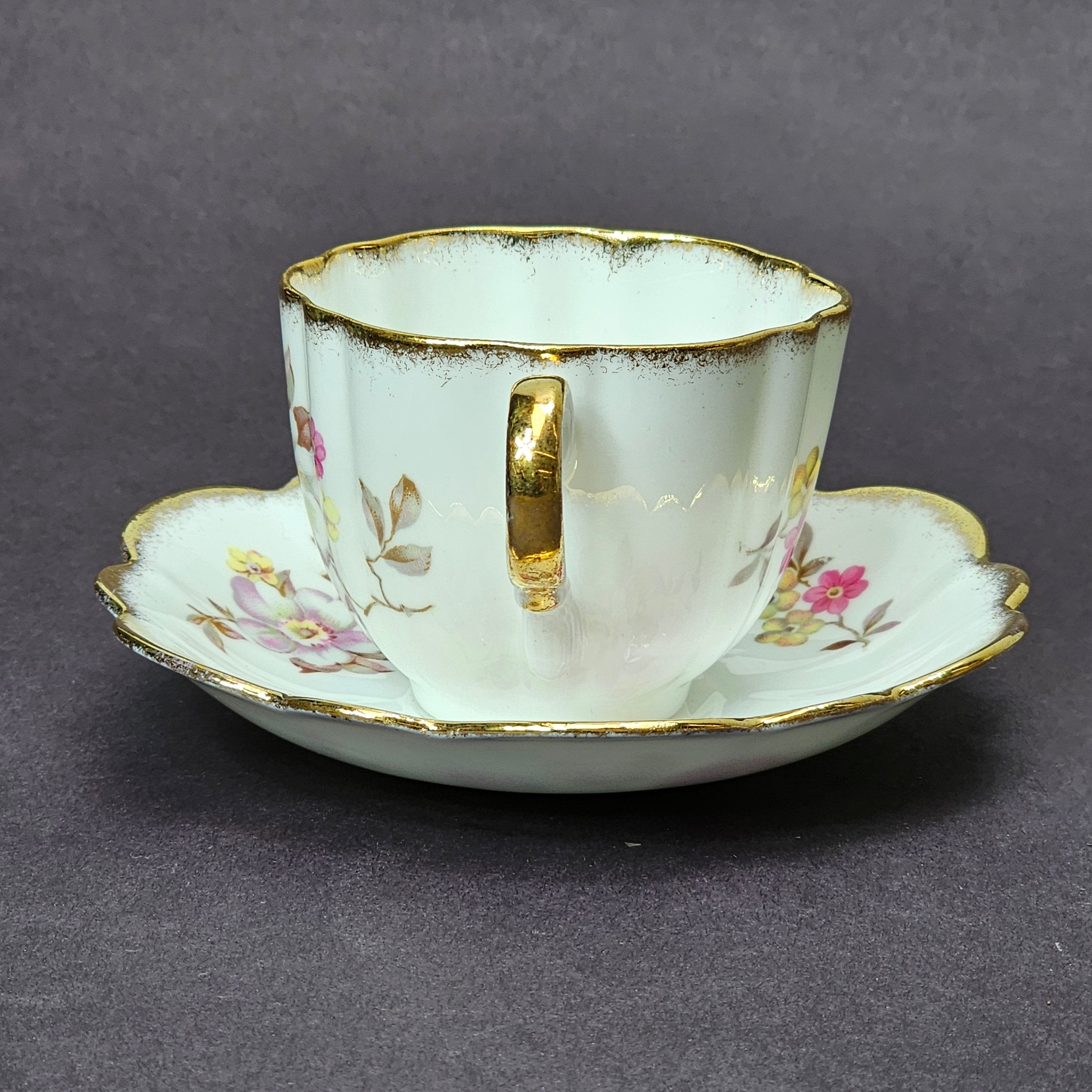 Vintage Taylor and Kent Gold Trim Teacup & Saucer Set From England