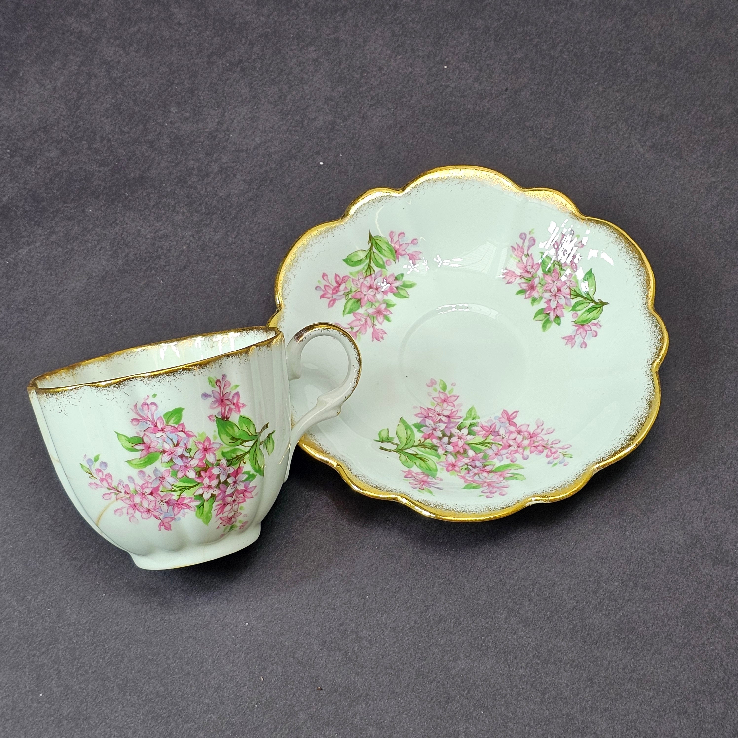 Vintage Taylor and Kent Gold Trim Teacup & Saucer Set From England
