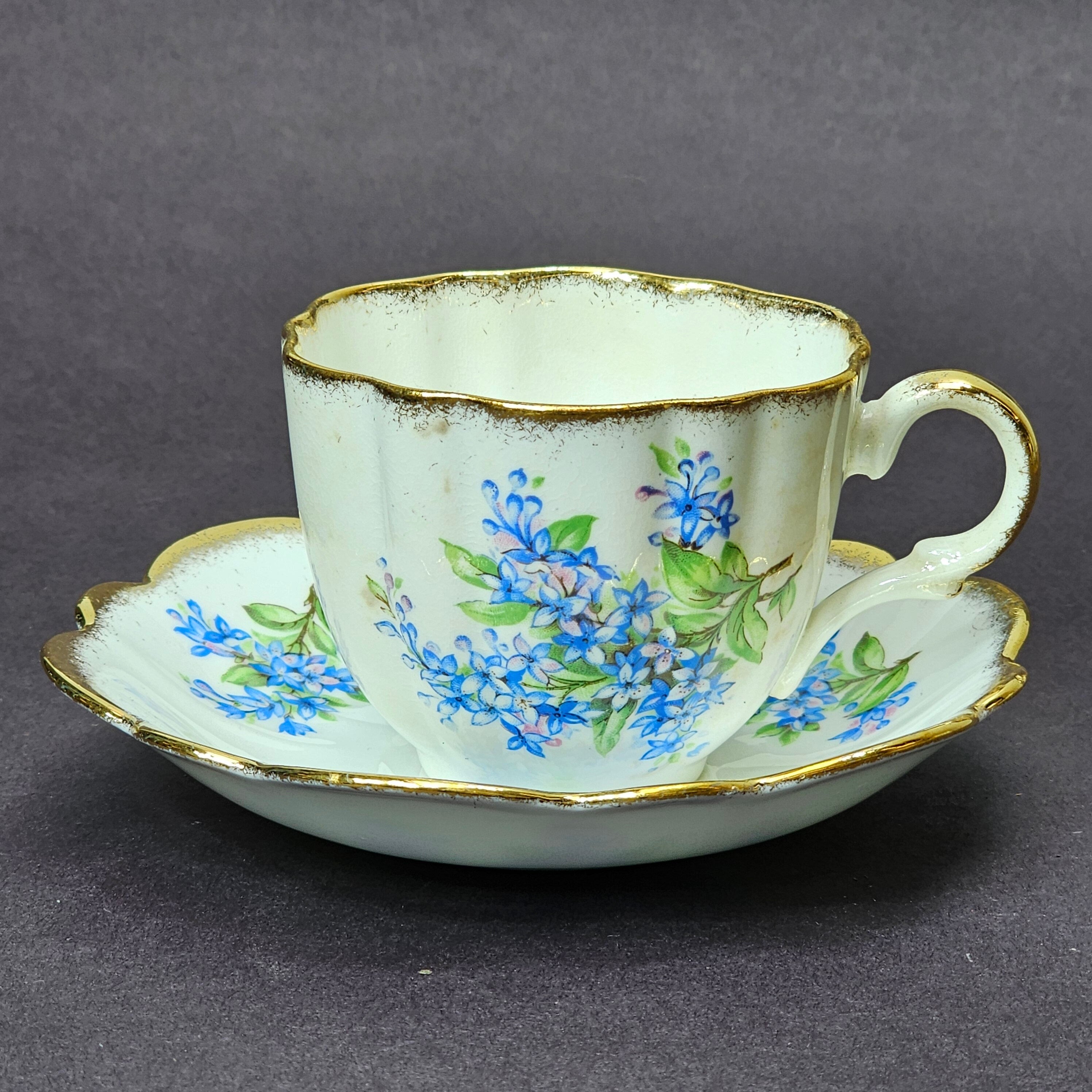 Vintage Taylor and Kent Gold Trim Teacup & Saucer Set From England