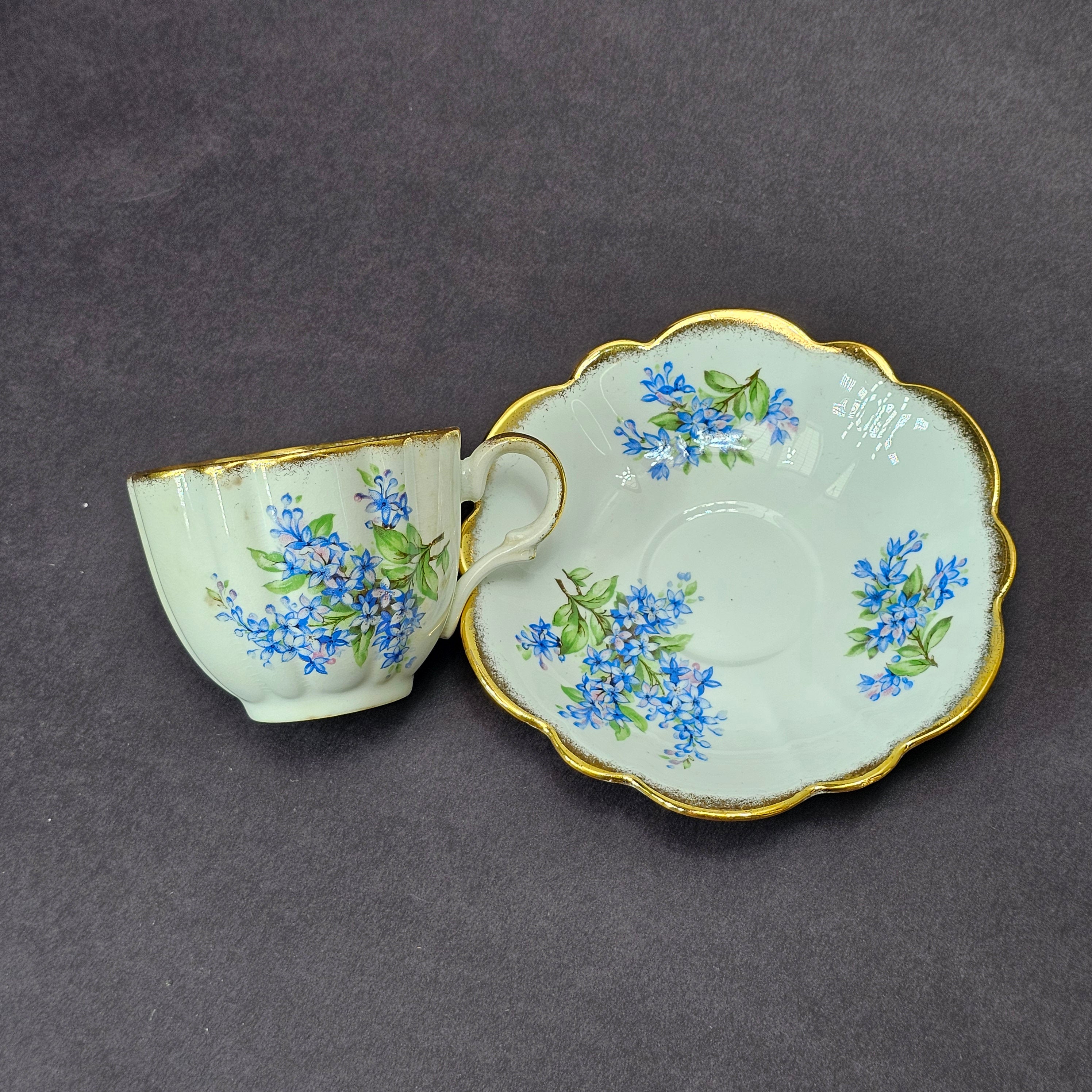 Vintage Taylor and Kent Gold Trim Teacup & Saucer Set From England