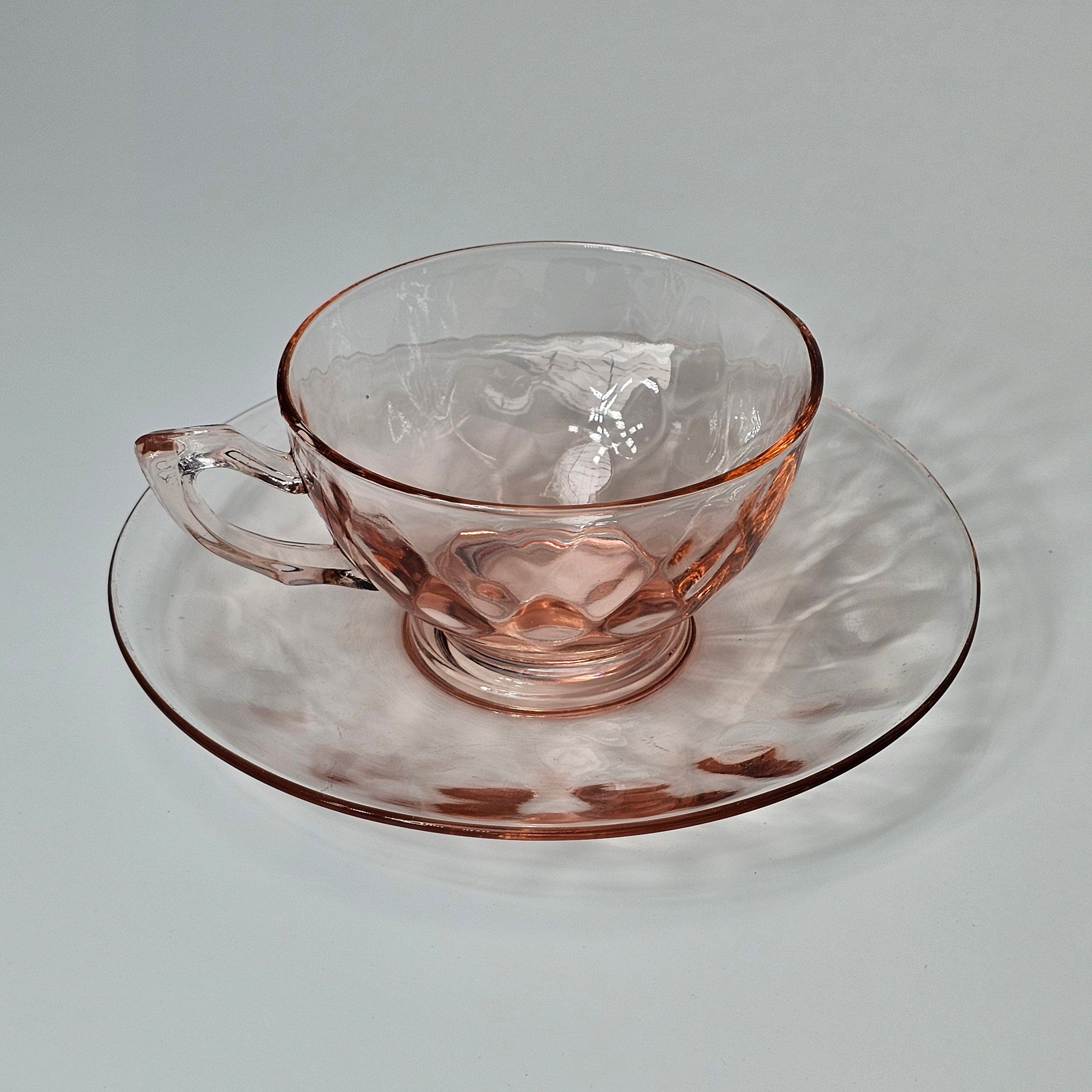 Heisey Yeoman Flamingo Pink Cup & Saucer Set (B)