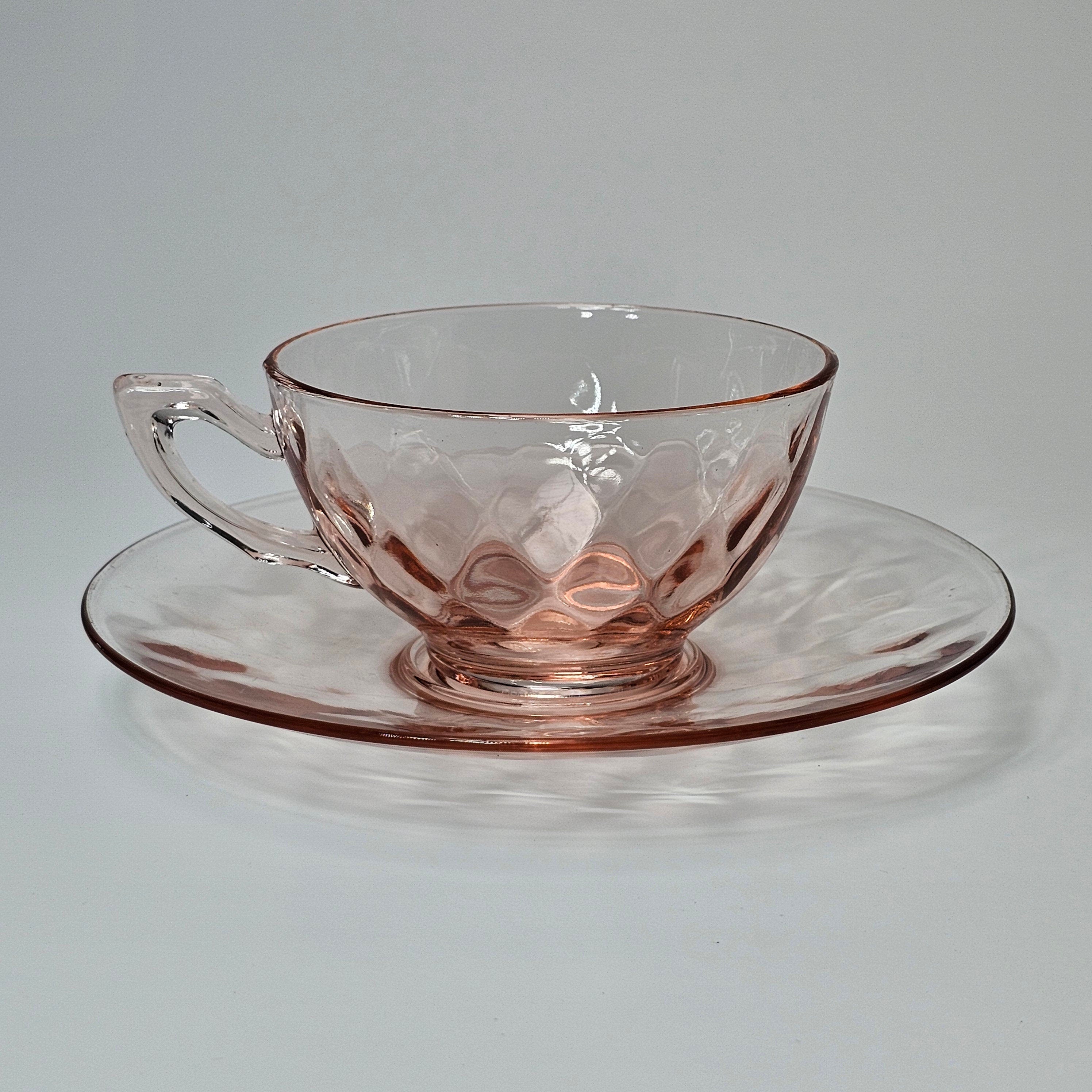 Heisey Yeoman Flamingo Pink Cup & Saucer Set (B)