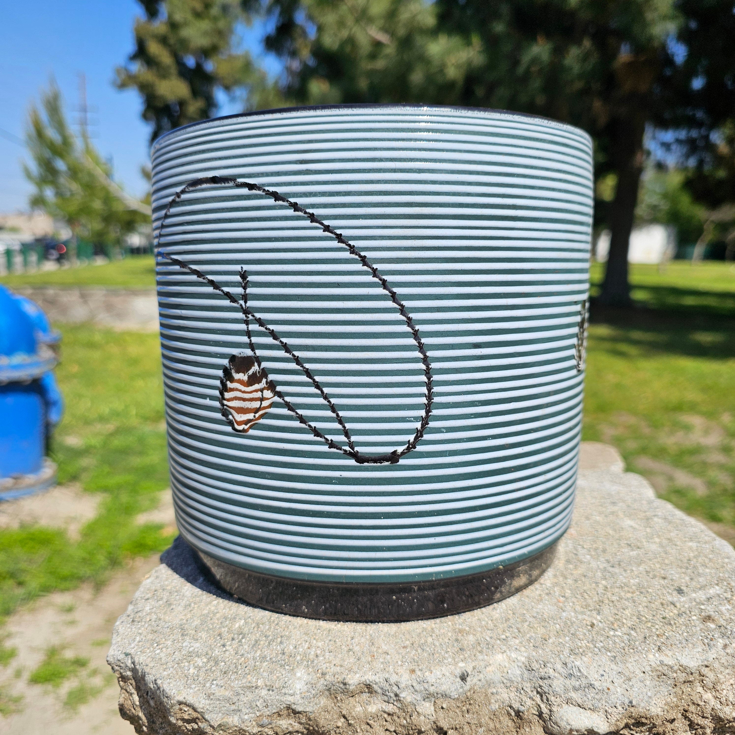 Vintage Japanese Glazed Ceramic Planter Pot 7.5" Dia x 7.5" H