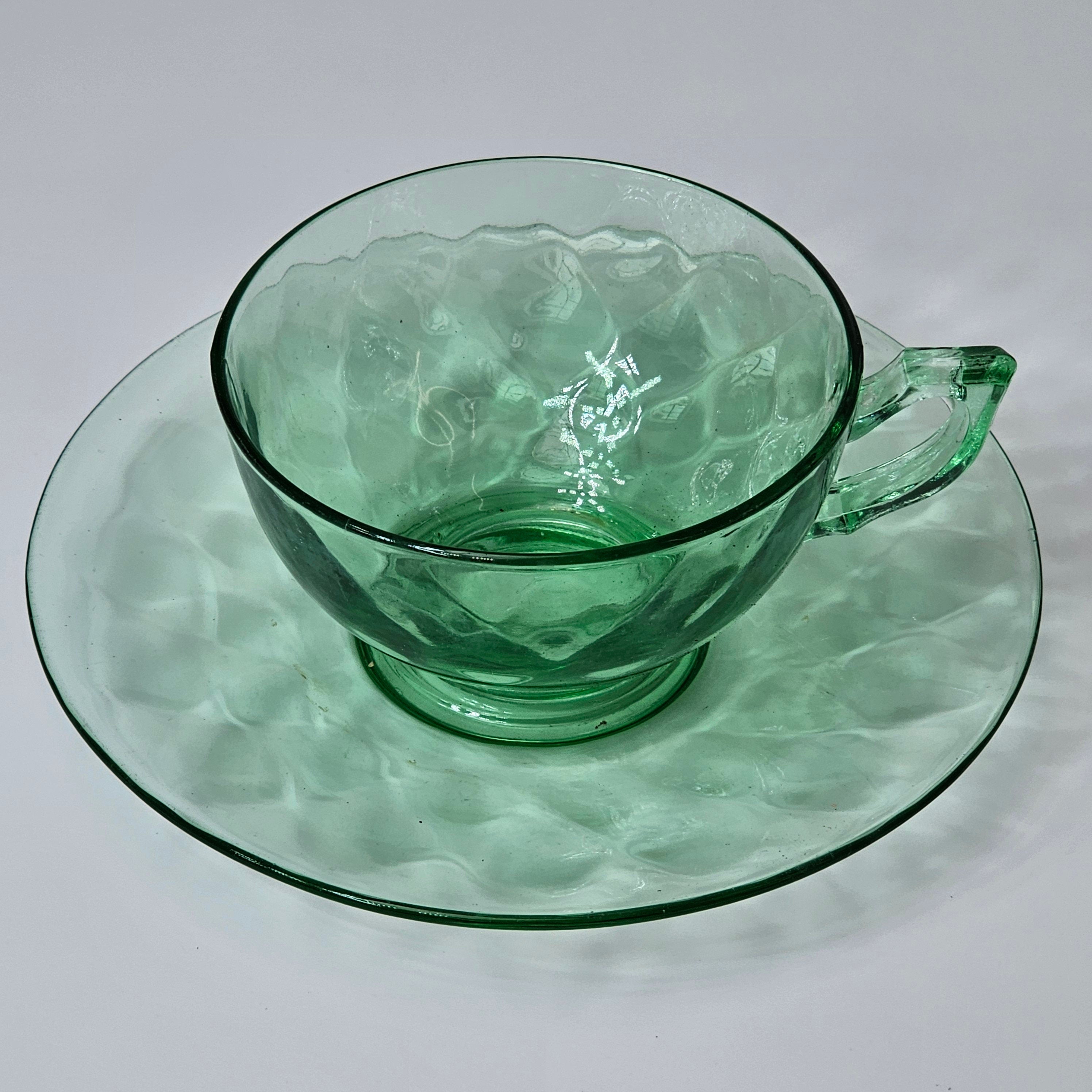 Heisey Yeoman Green Cup & Saucer Set (B)