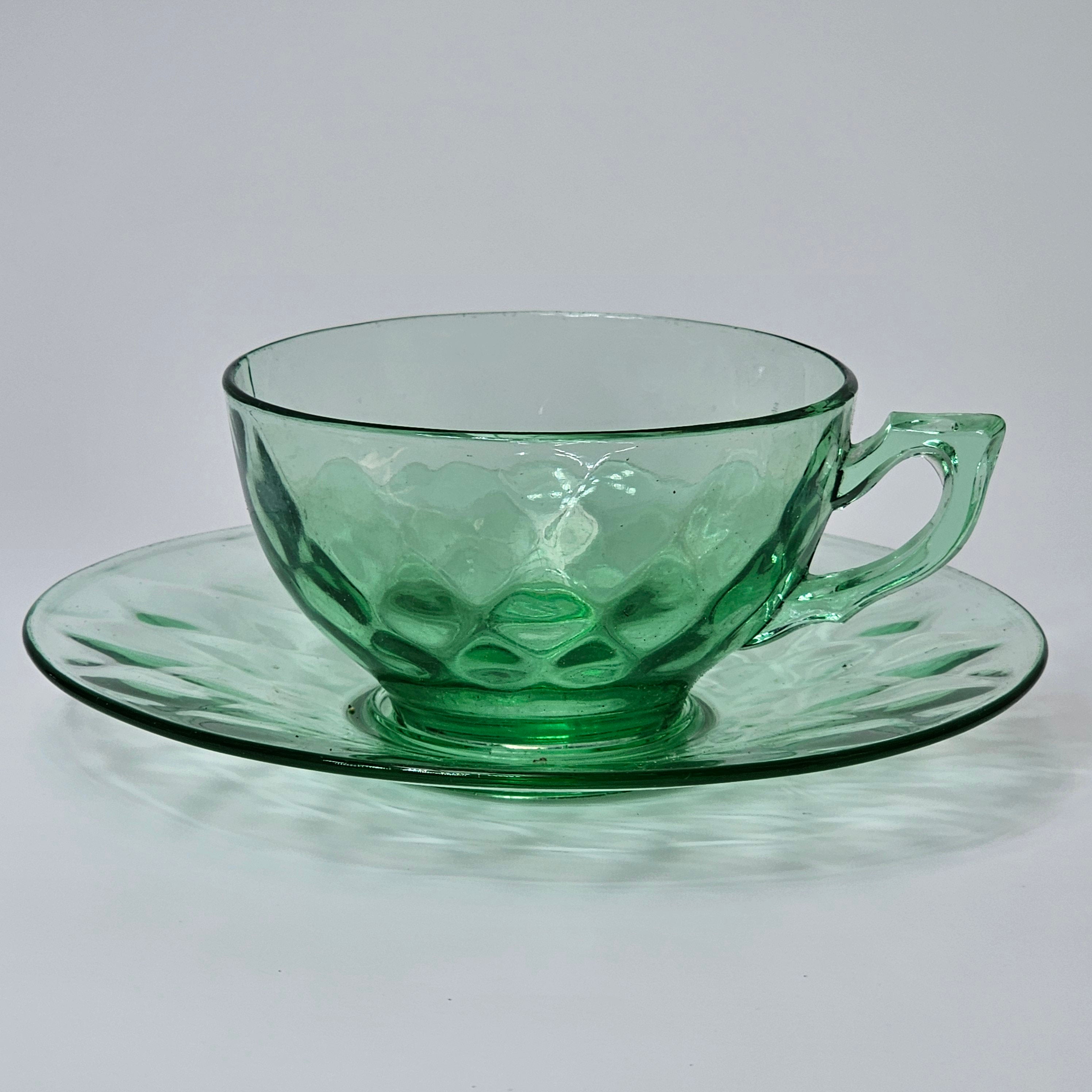 Heisey Yeoman Green Cup & Saucer Set (B)