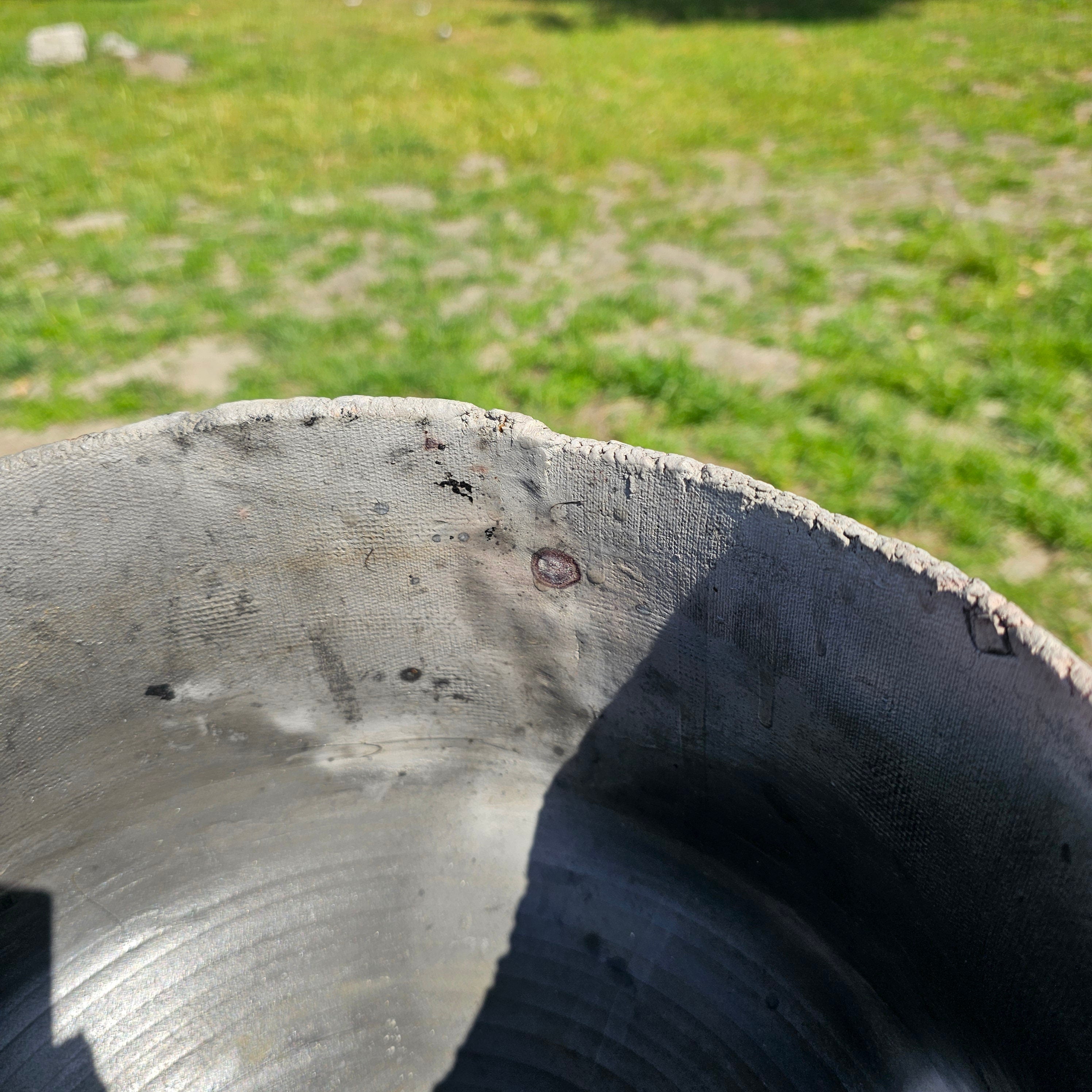 Studio Art Pottery Bowl Gray Signed 10.5" Dia x 8" H