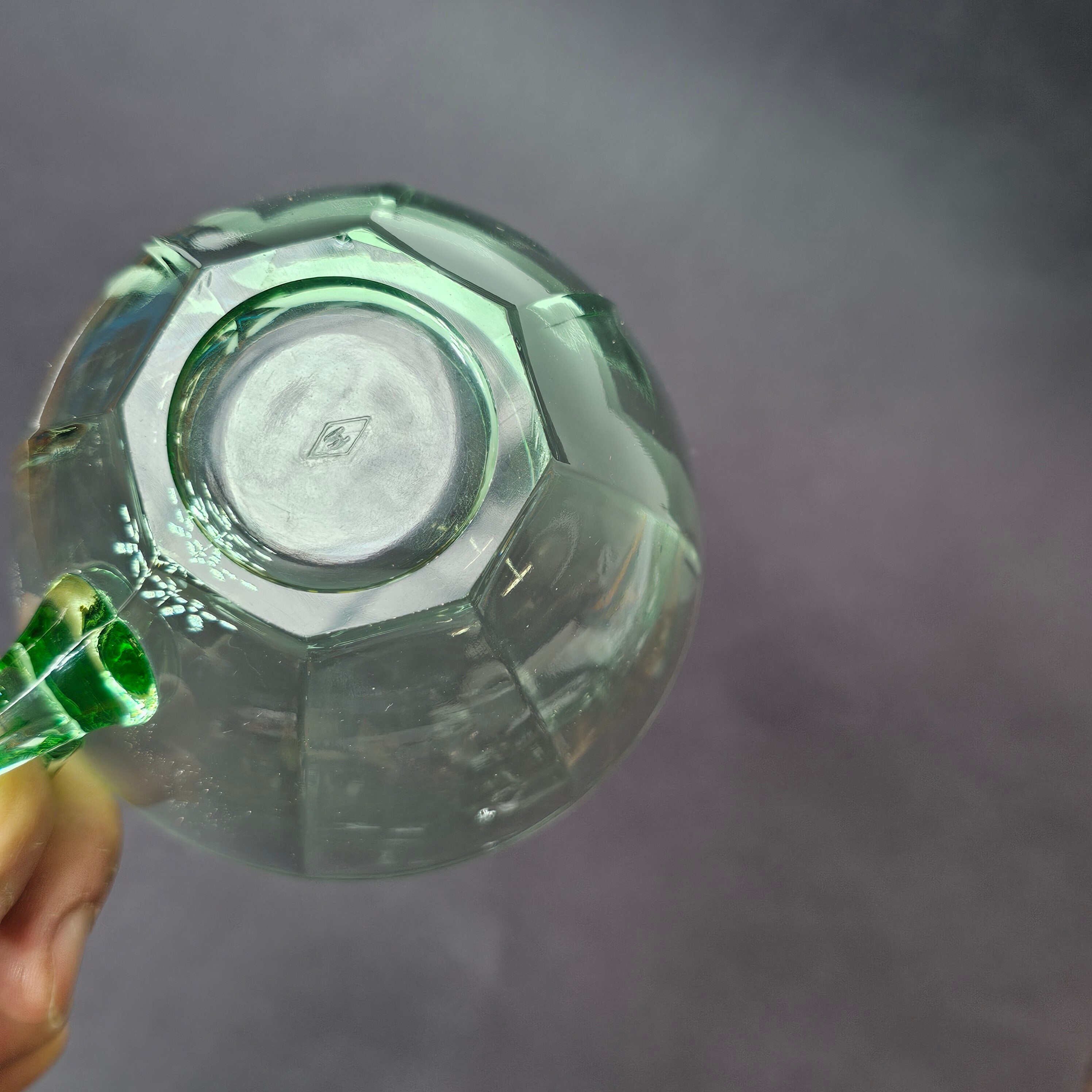 Set of 3 Heisey Ribbed Octagon Green Cup & Saucer + Dessert Plate Set (A)