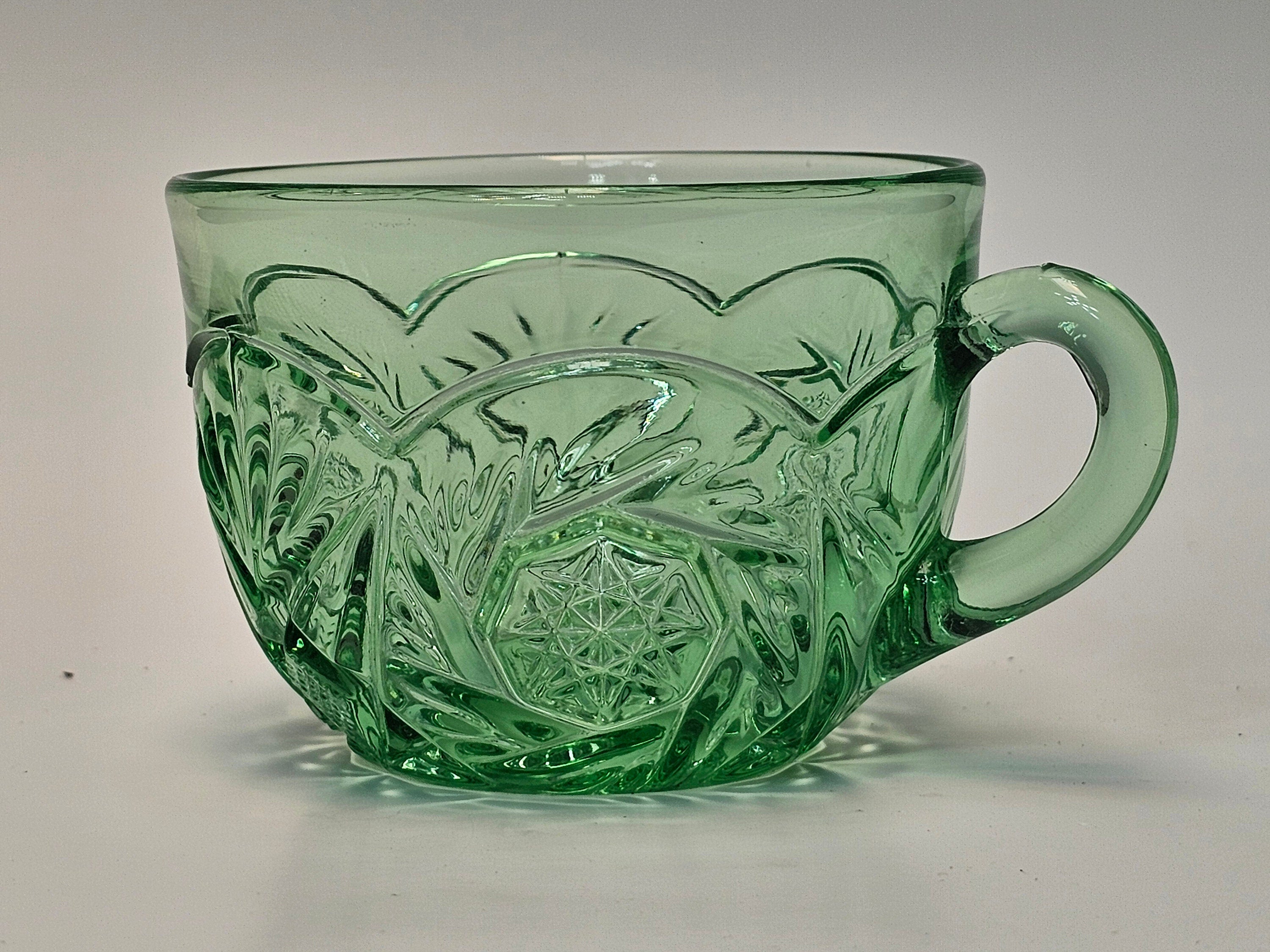 Heisey Pinwheel and Fan Green Moongleam Punch Cup