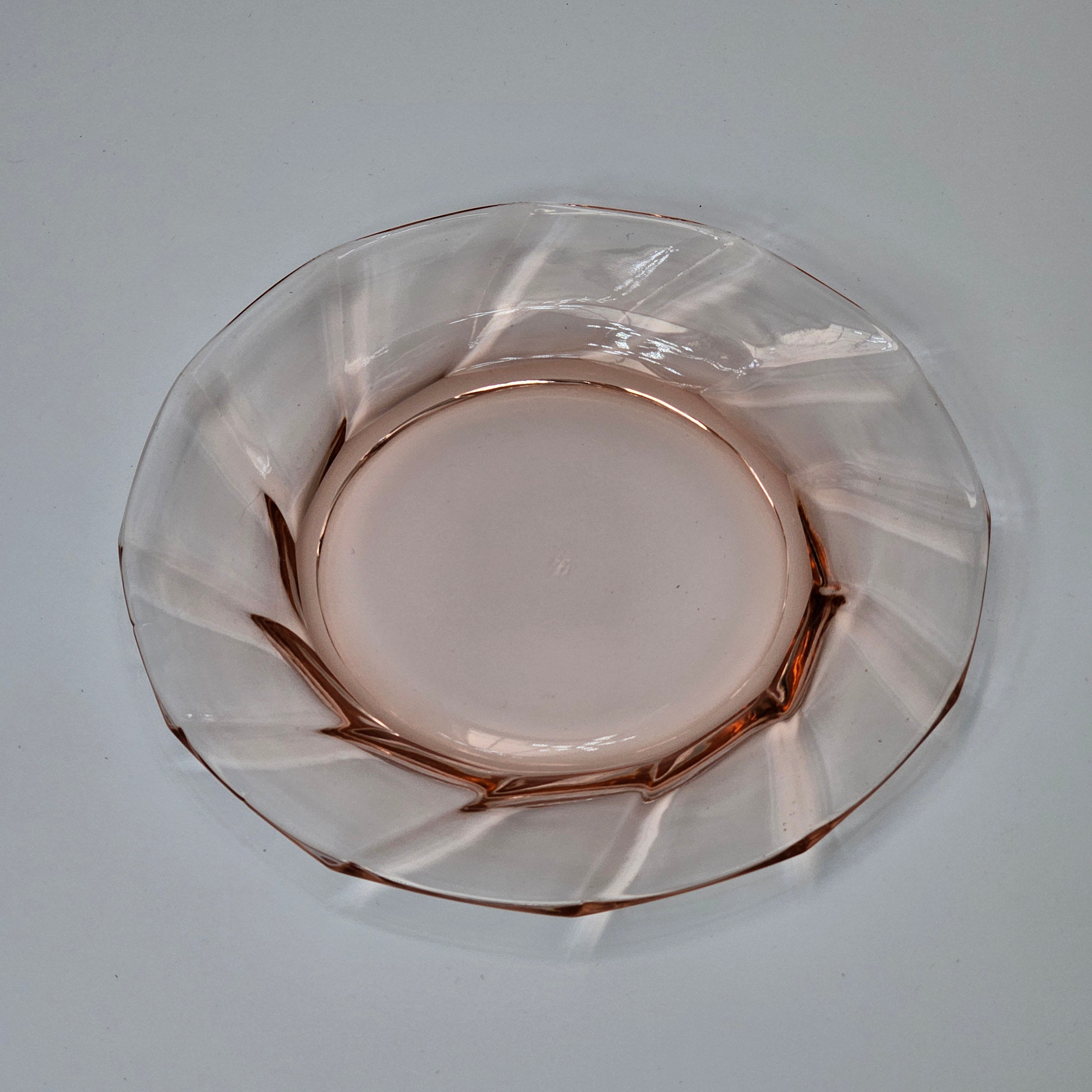 Heisey 5 7/8" Twist Pink Flamingo Glass Bread & Butter Plate