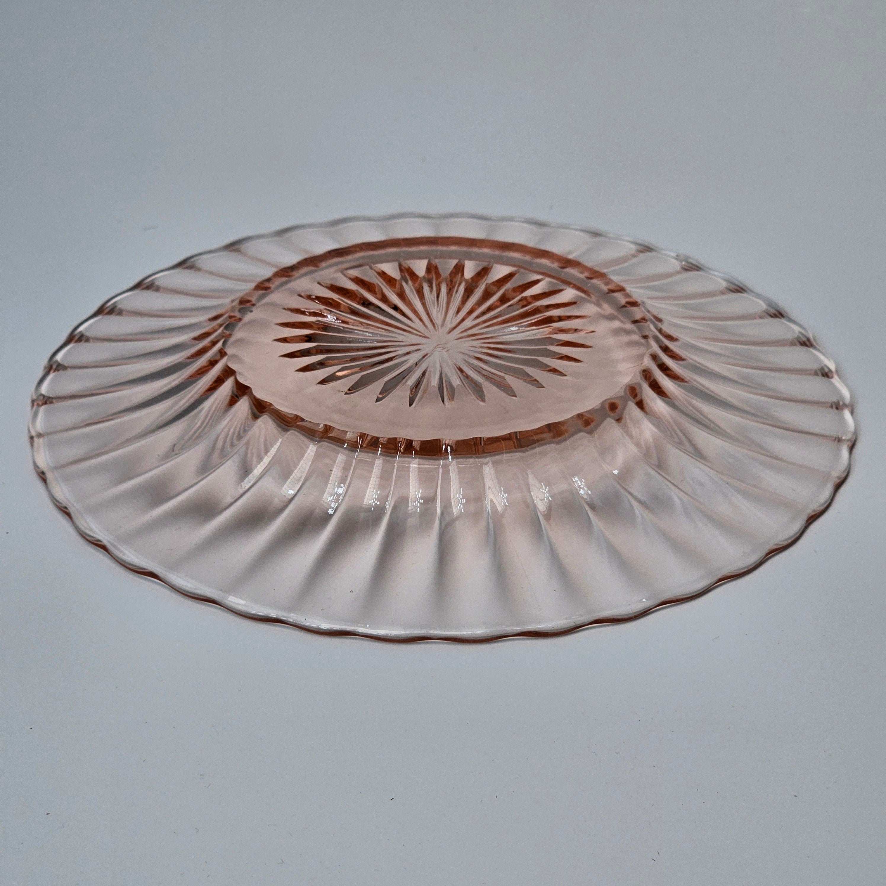 Heisey 7 1/2" Salad Plate Ridge and Star Pink Flamingo