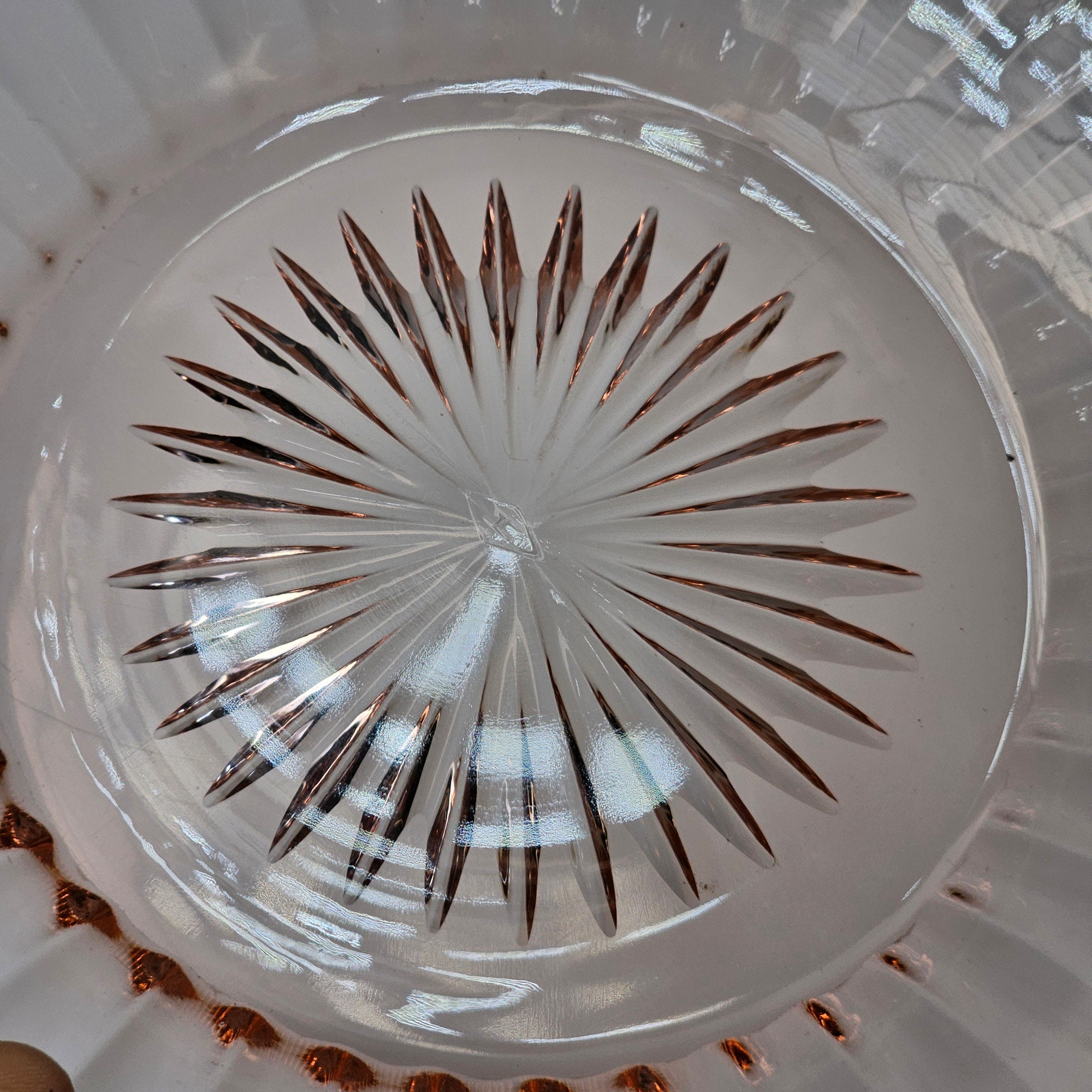 Heisey 7 1/2" Salad Plate Ridge and Star Pink Flamingo