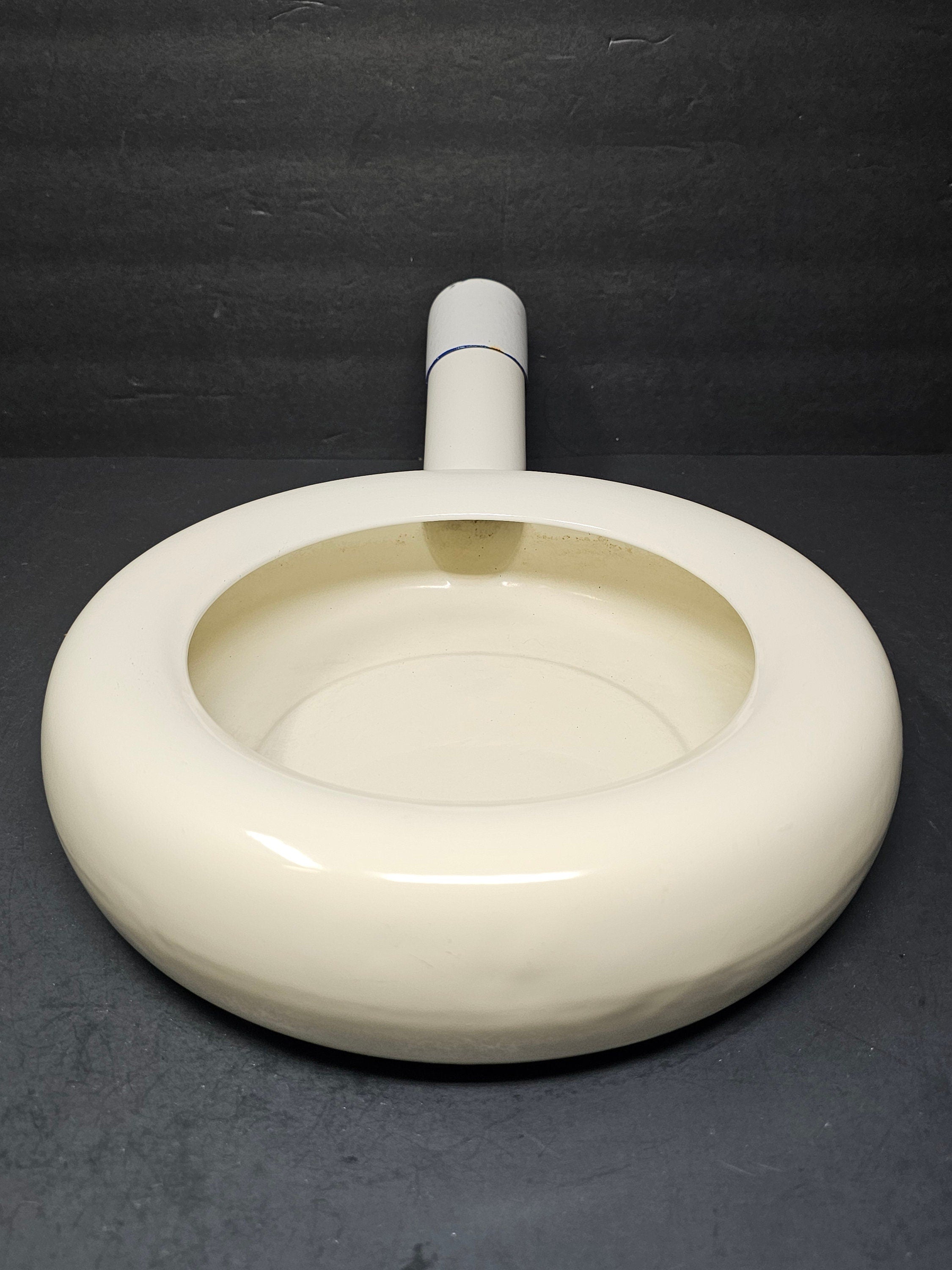 Vintage Swedish Army Hospital Enamelware Bed Pan With Steel Cap By Kockums