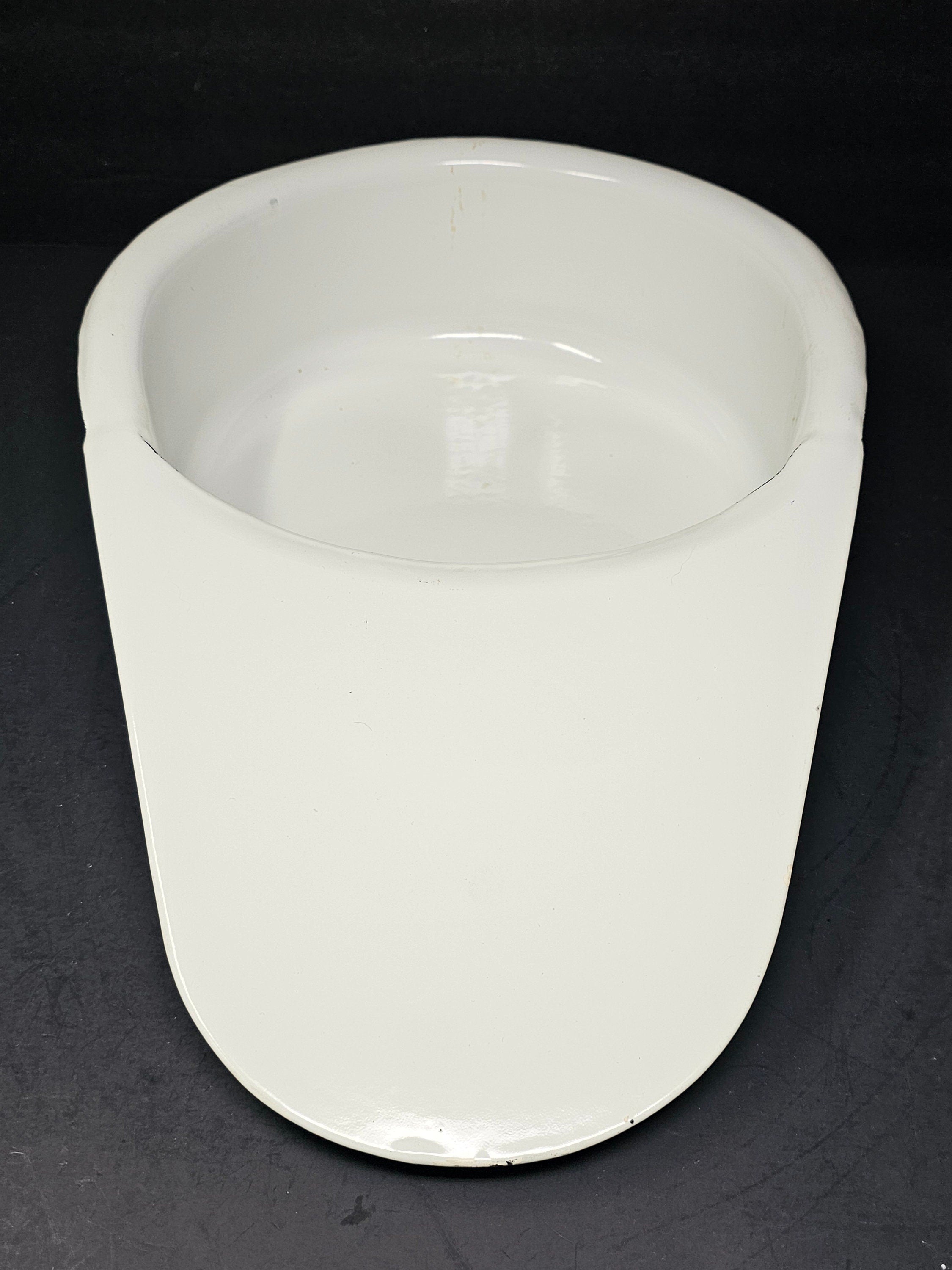 Antique Swedish All White Hospital Enamelware Bed Pan With Handle