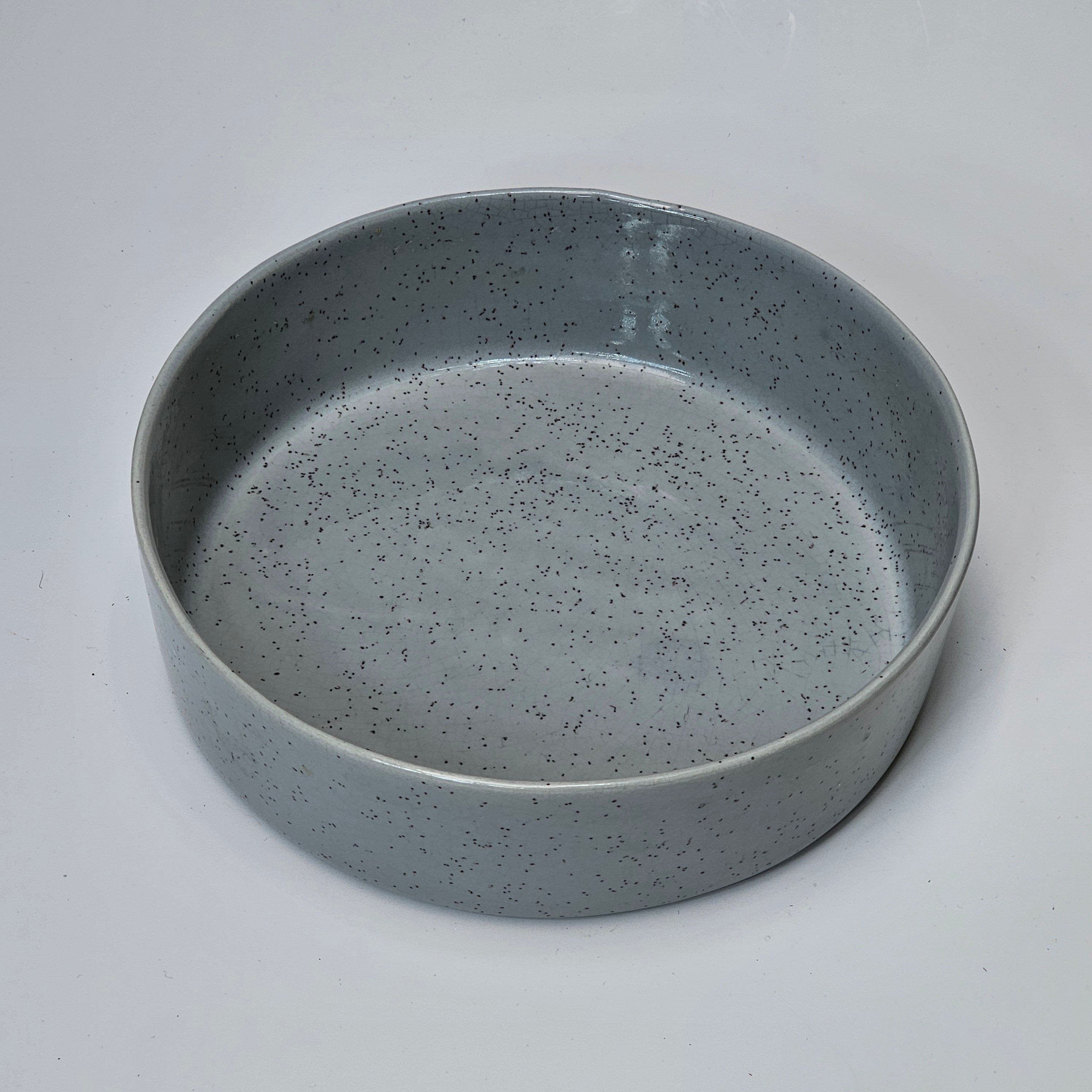 Vintage Maurice Of California Ceramic Pet Bowl / Trinket Light Gray Speckles