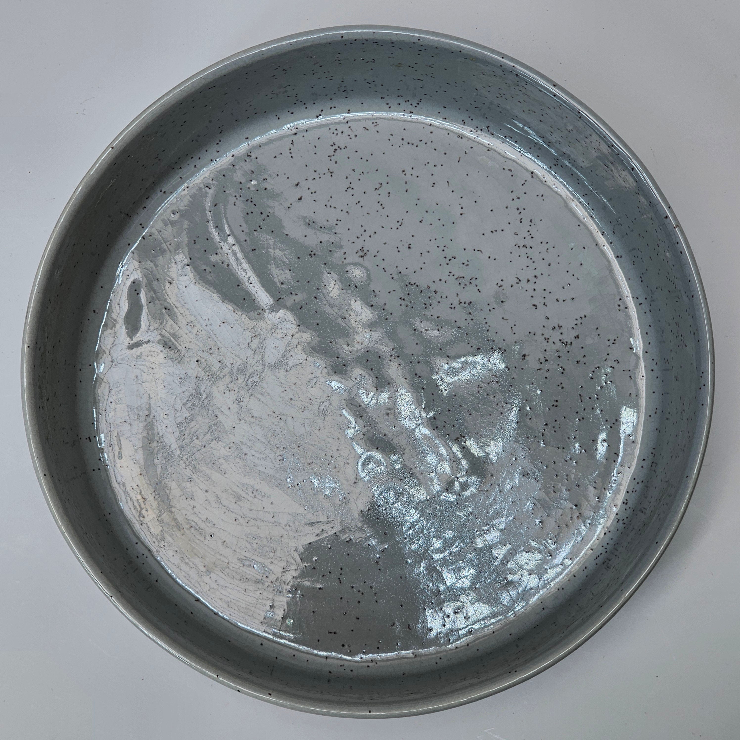 Vintage Maurice Of California Ceramic Pet Bowl / Trinket Light Gray Speckles