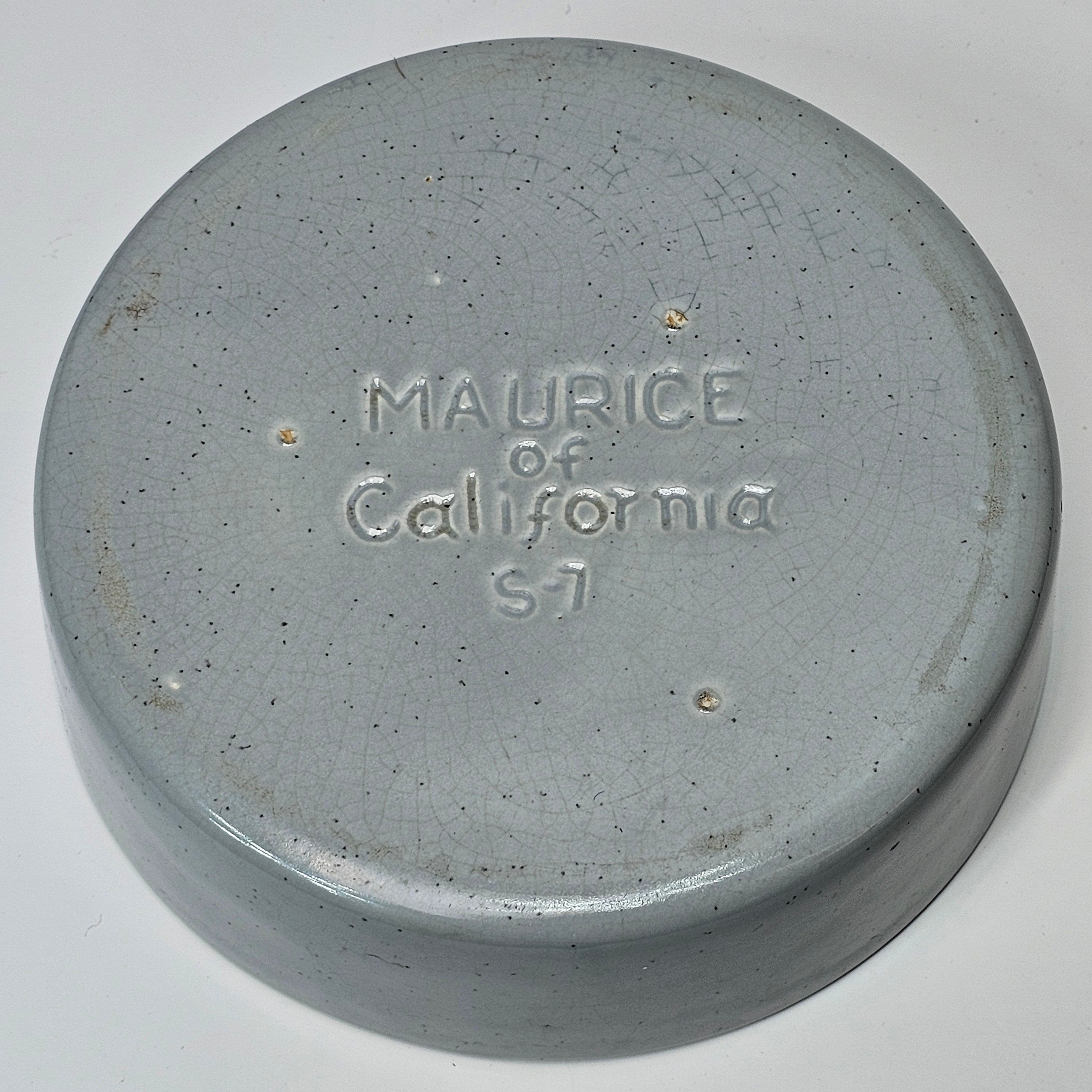 Vintage Maurice Of California Ceramic Pet Bowl / Trinket Light Gray Speckles