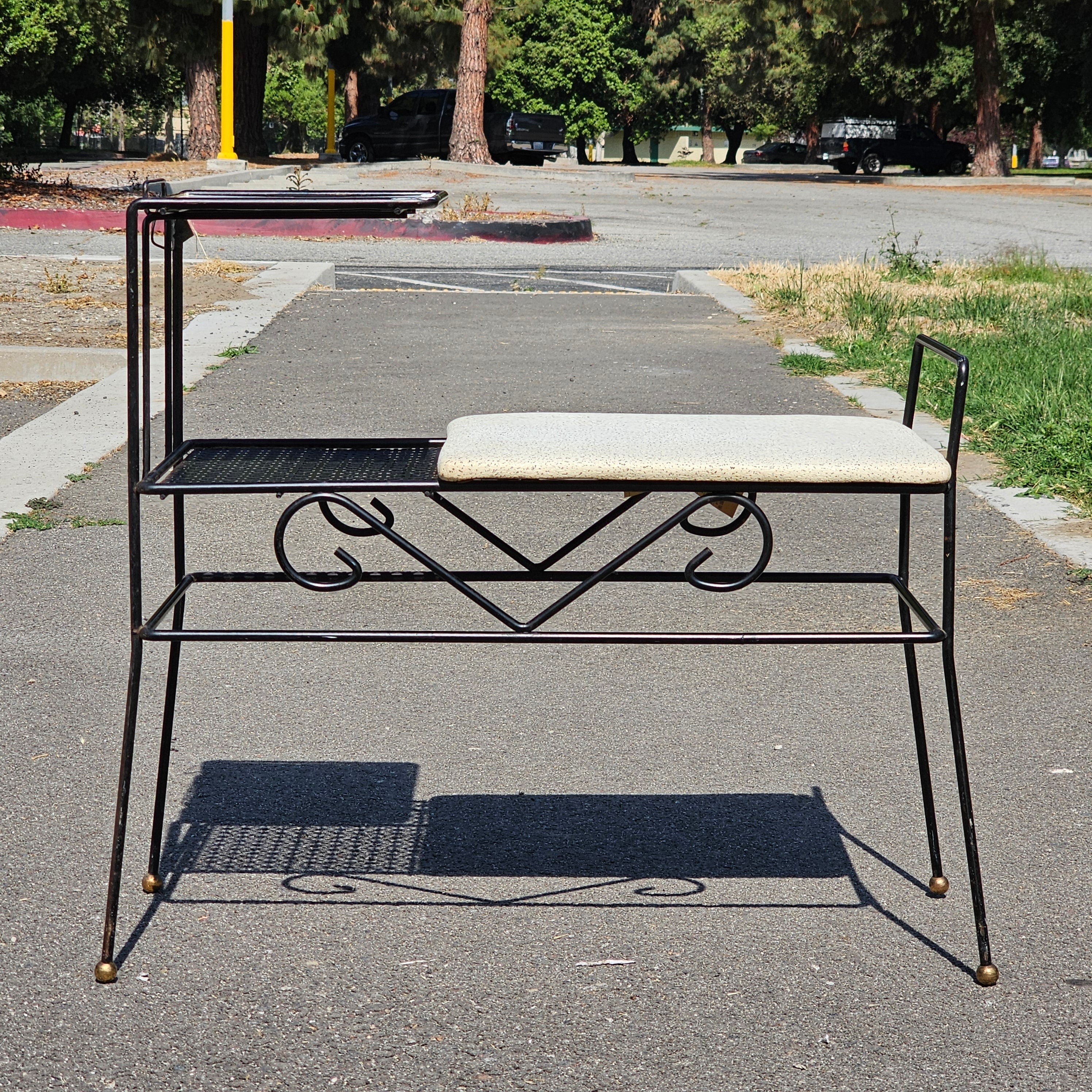 Vintage Mid-Century Retro Telephone Table Gossip Bench Atomic Space Age