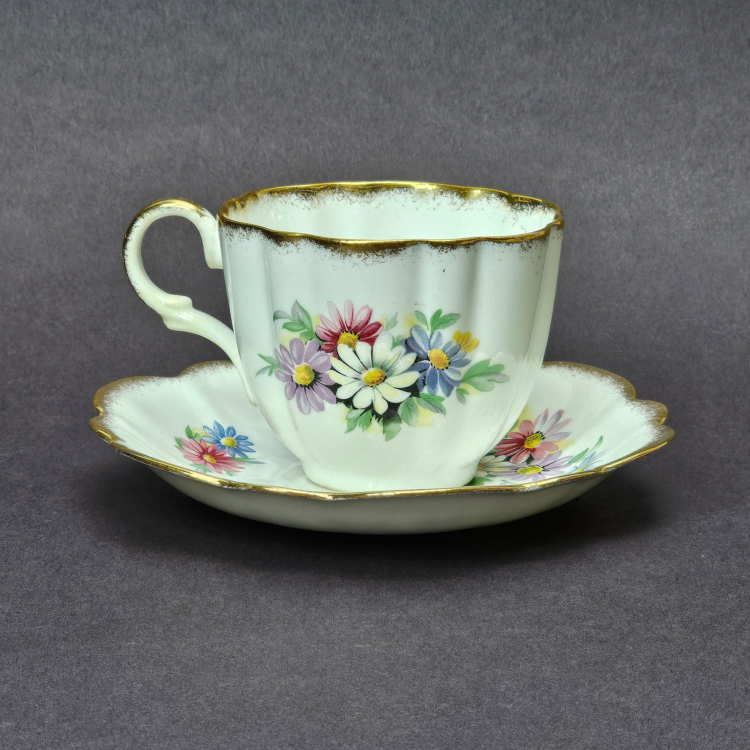 Vintage Taylor and Kent Gold Trim Teacup & Saucer Set From England