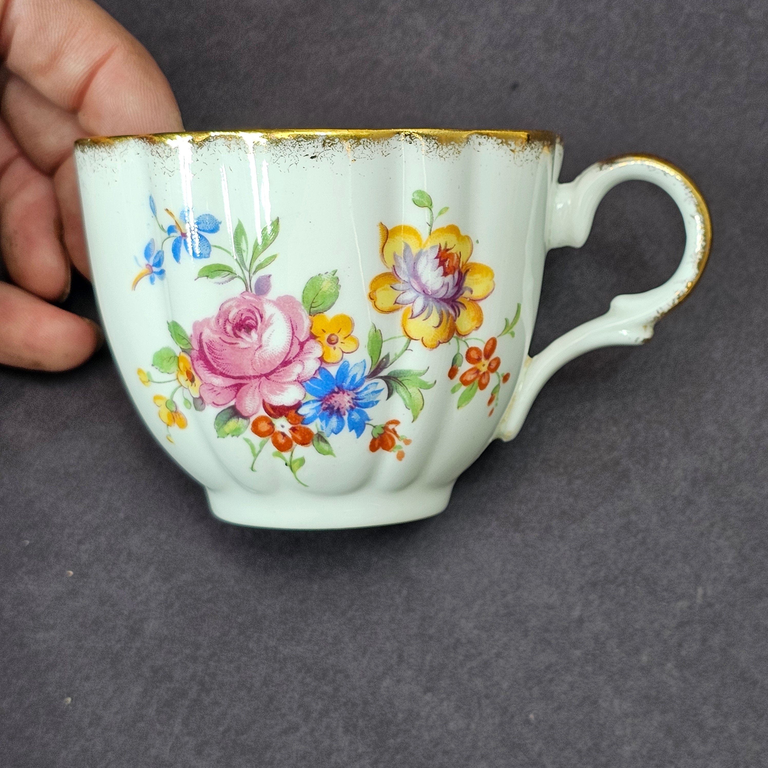 Vintage Taylor and Kent Gold Trim Teacup & Saucer Set From England