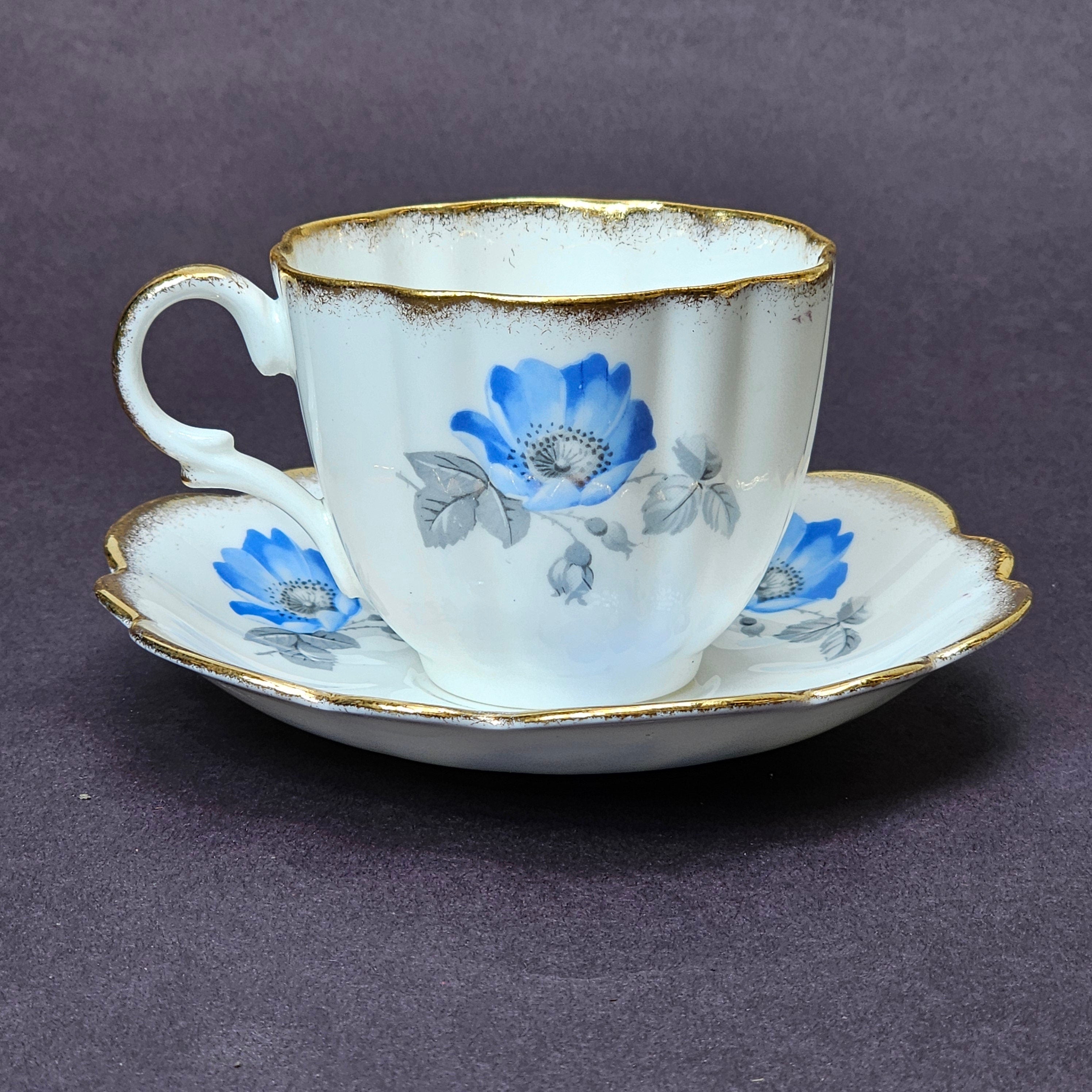 Vintage Taylor and Kent Gold Trim Teacup & Saucer Set From England