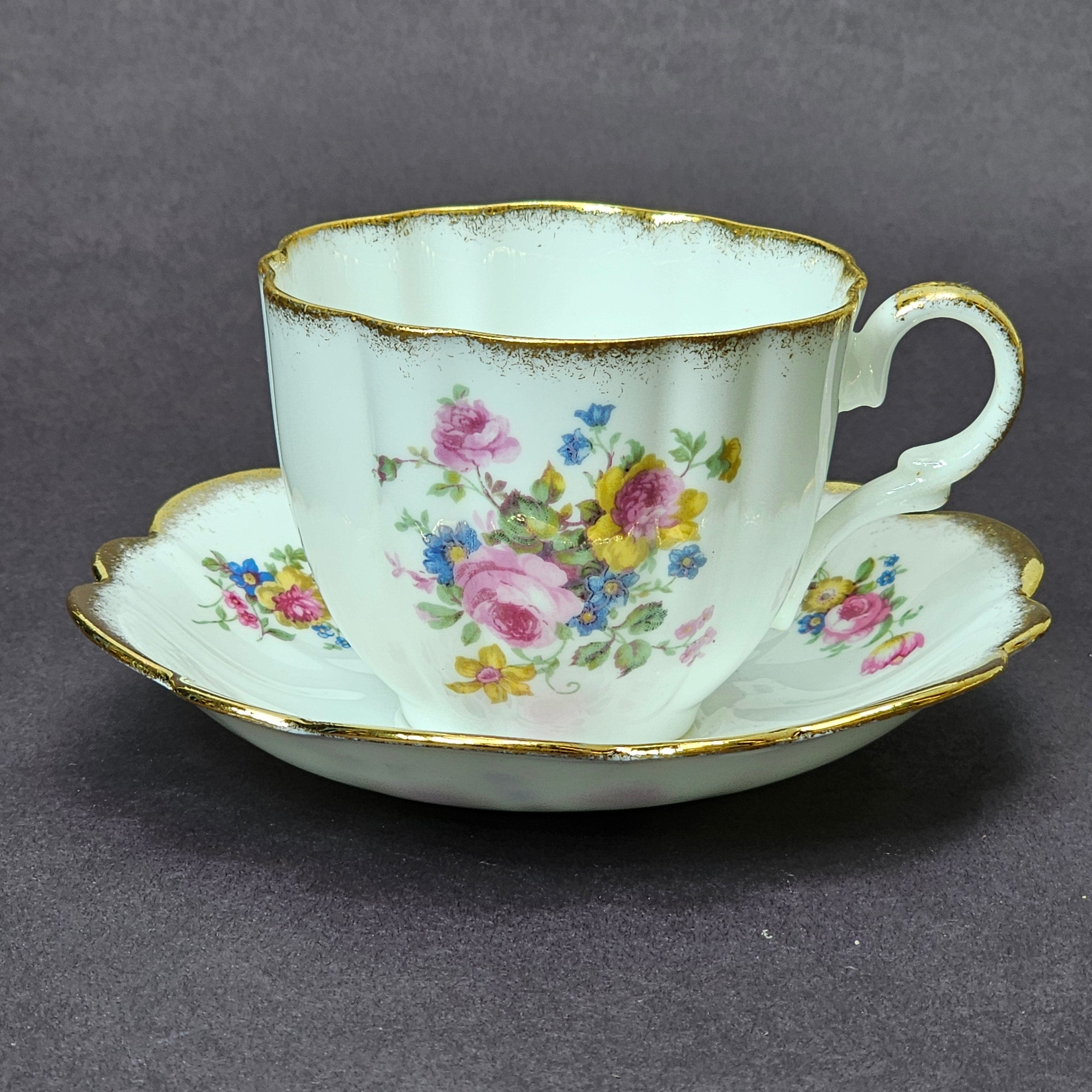 Vintage Taylor and Kent Gold Trim Teacup & Saucer Set From England