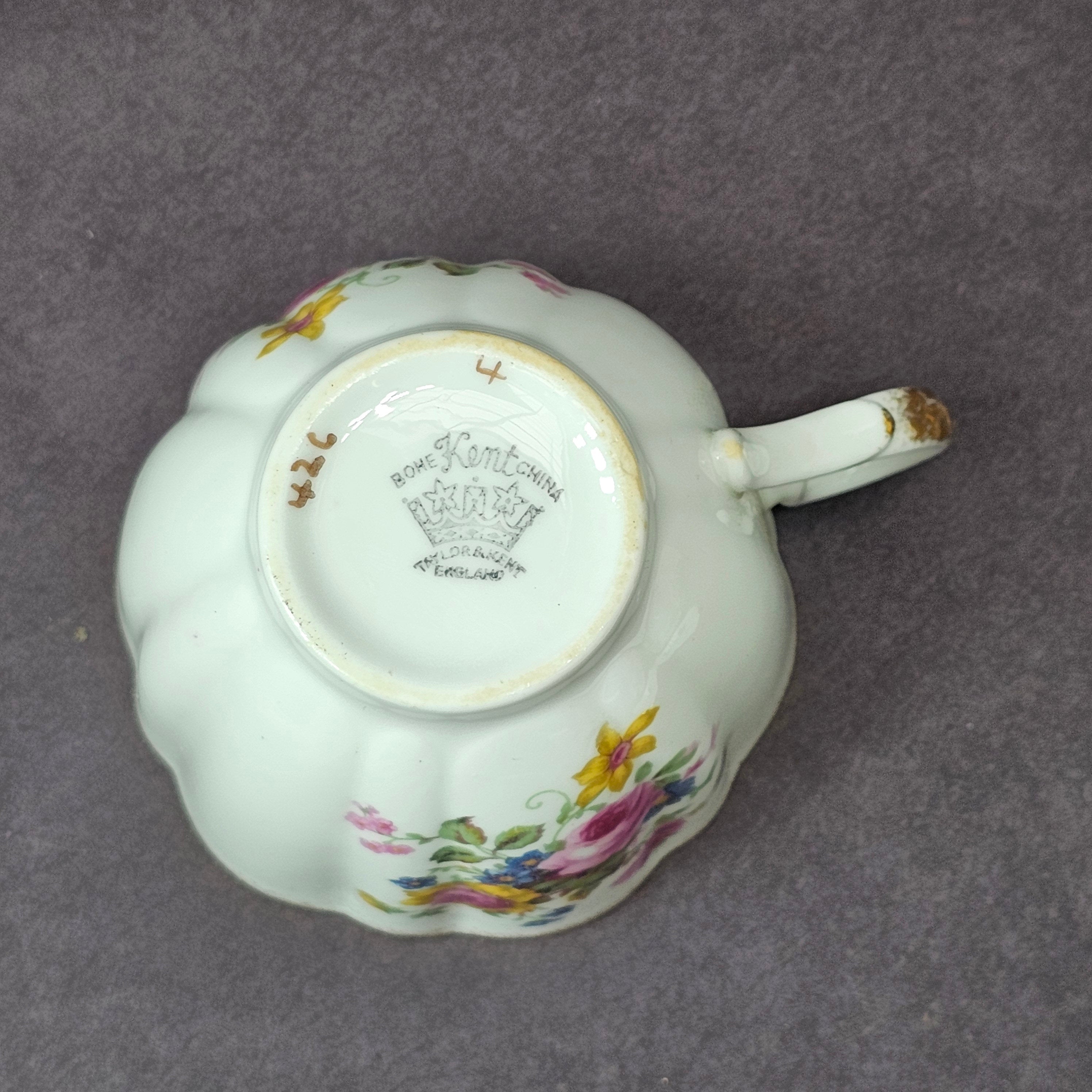 Vintage Taylor and Kent Gold Trim Teacup & Saucer Set From England