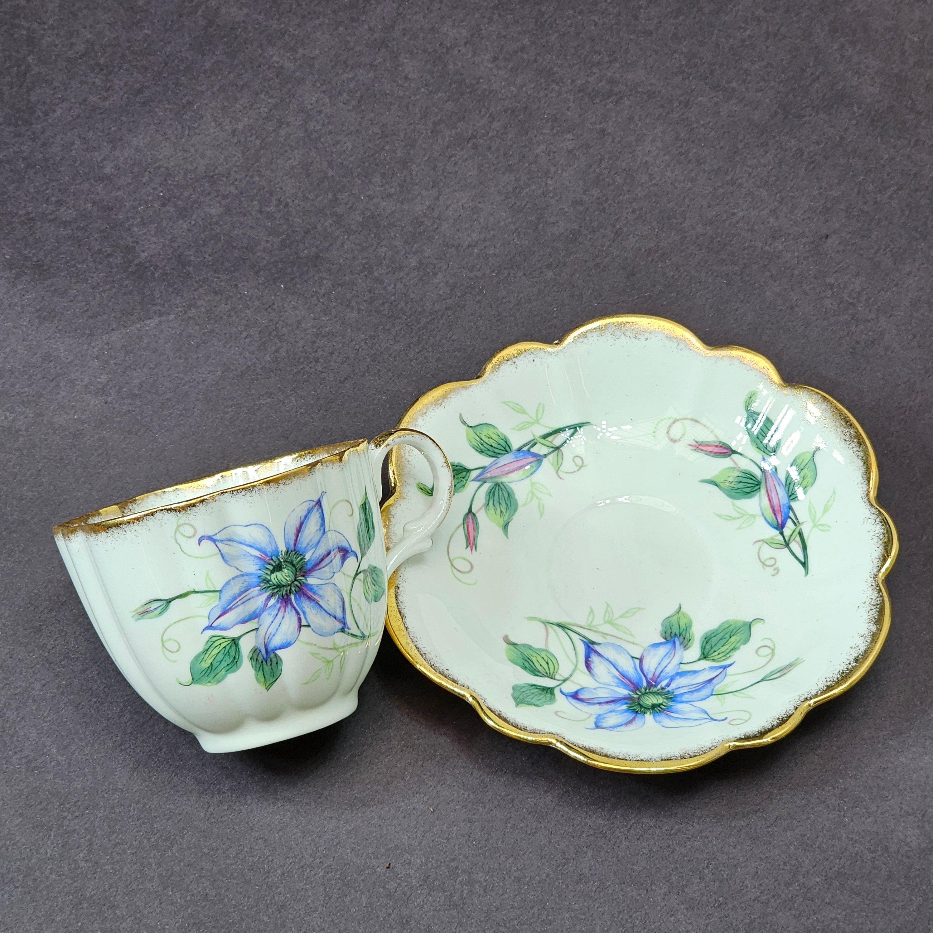 Vintage Taylor and Kent Gold Trim Teacup & Saucer Set From England