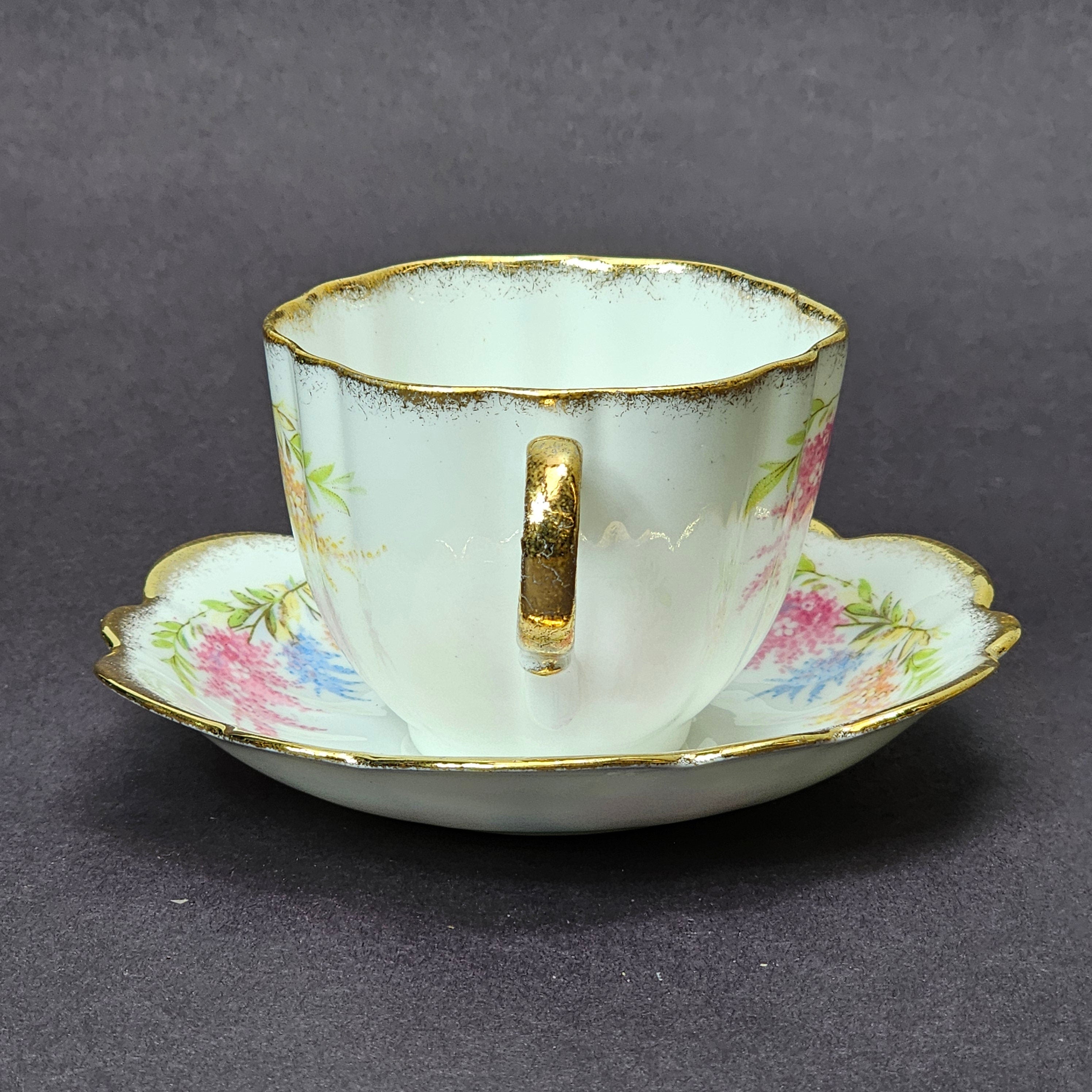 Vintage Taylor and Kent Gold Trim Teacup & Saucer Set From England