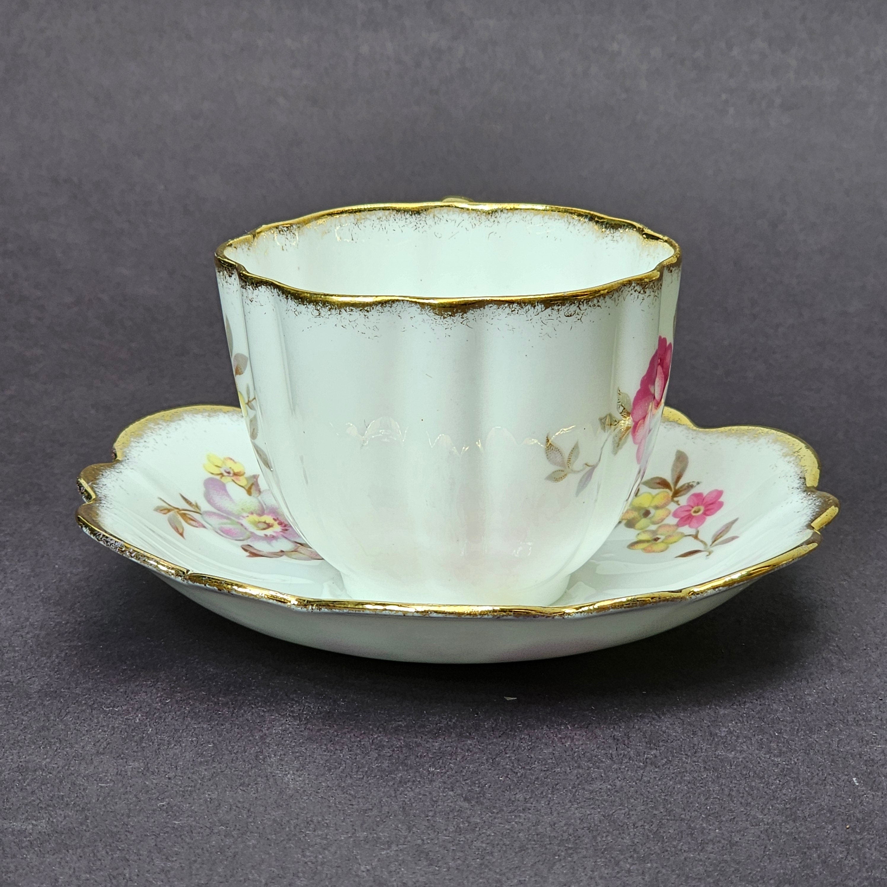 Vintage Taylor and Kent Gold Trim Teacup & Saucer Set From England