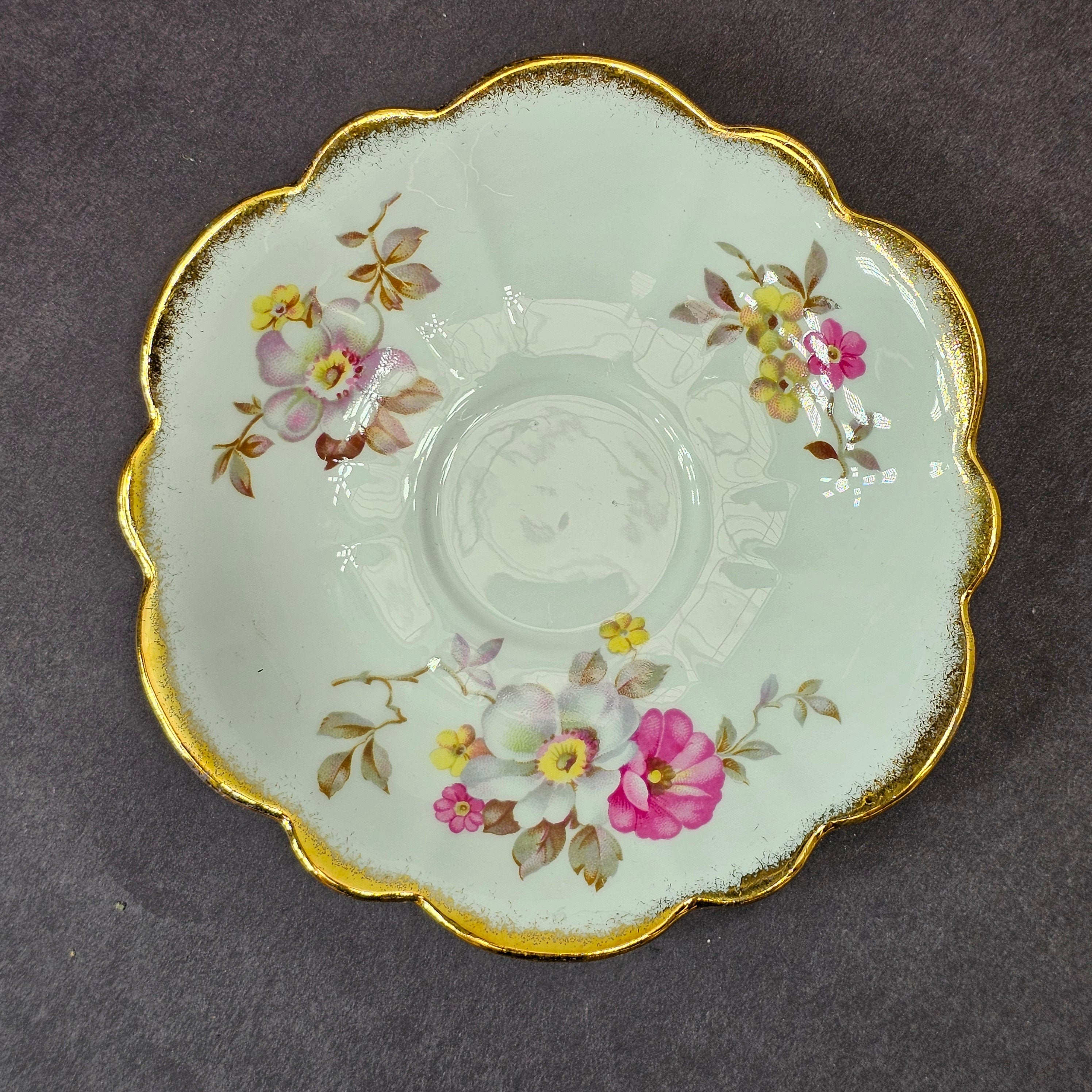 Vintage Taylor and Kent Gold Trim Teacup & Saucer Set From England