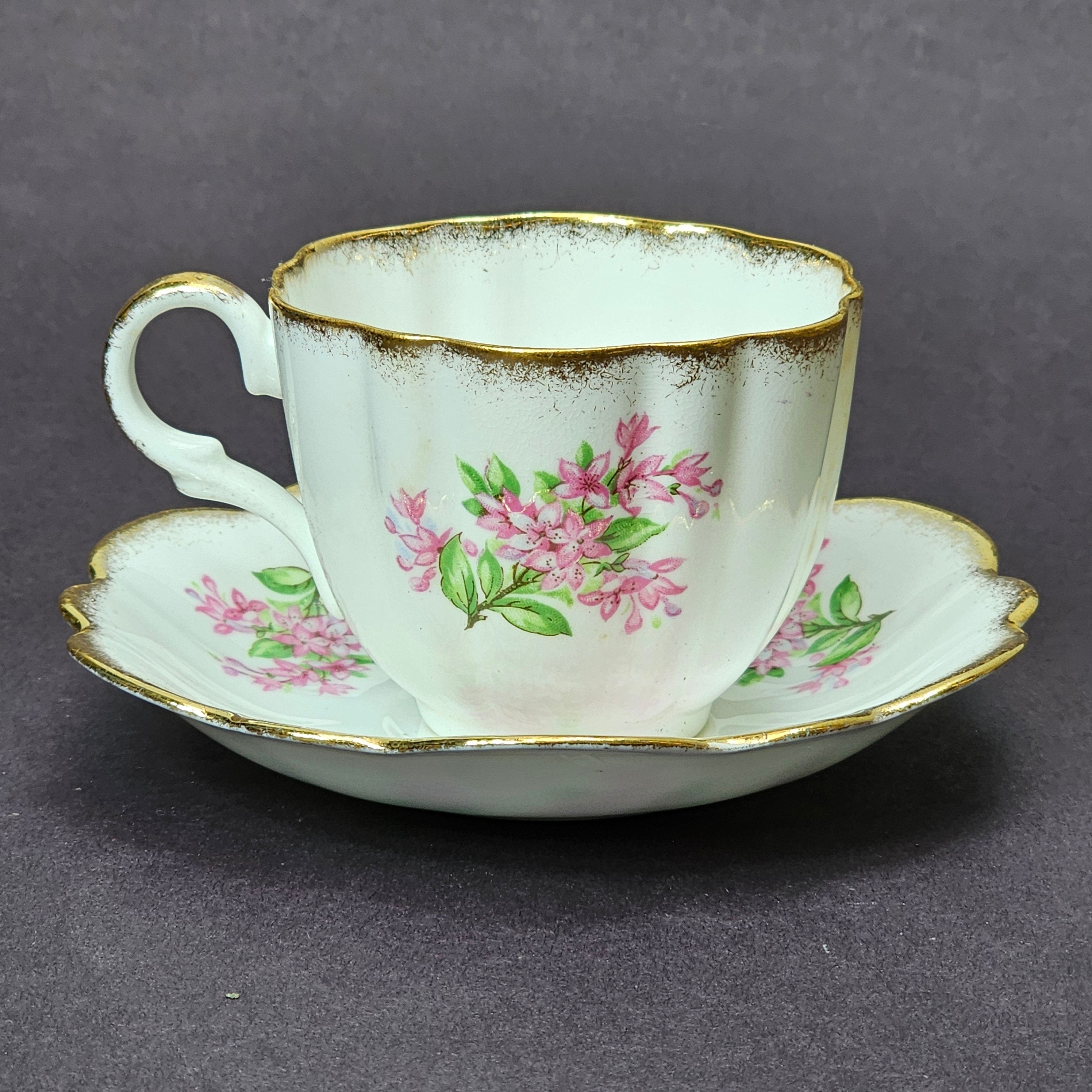 Vintage Taylor and Kent Gold Trim Teacup & Saucer Set From England