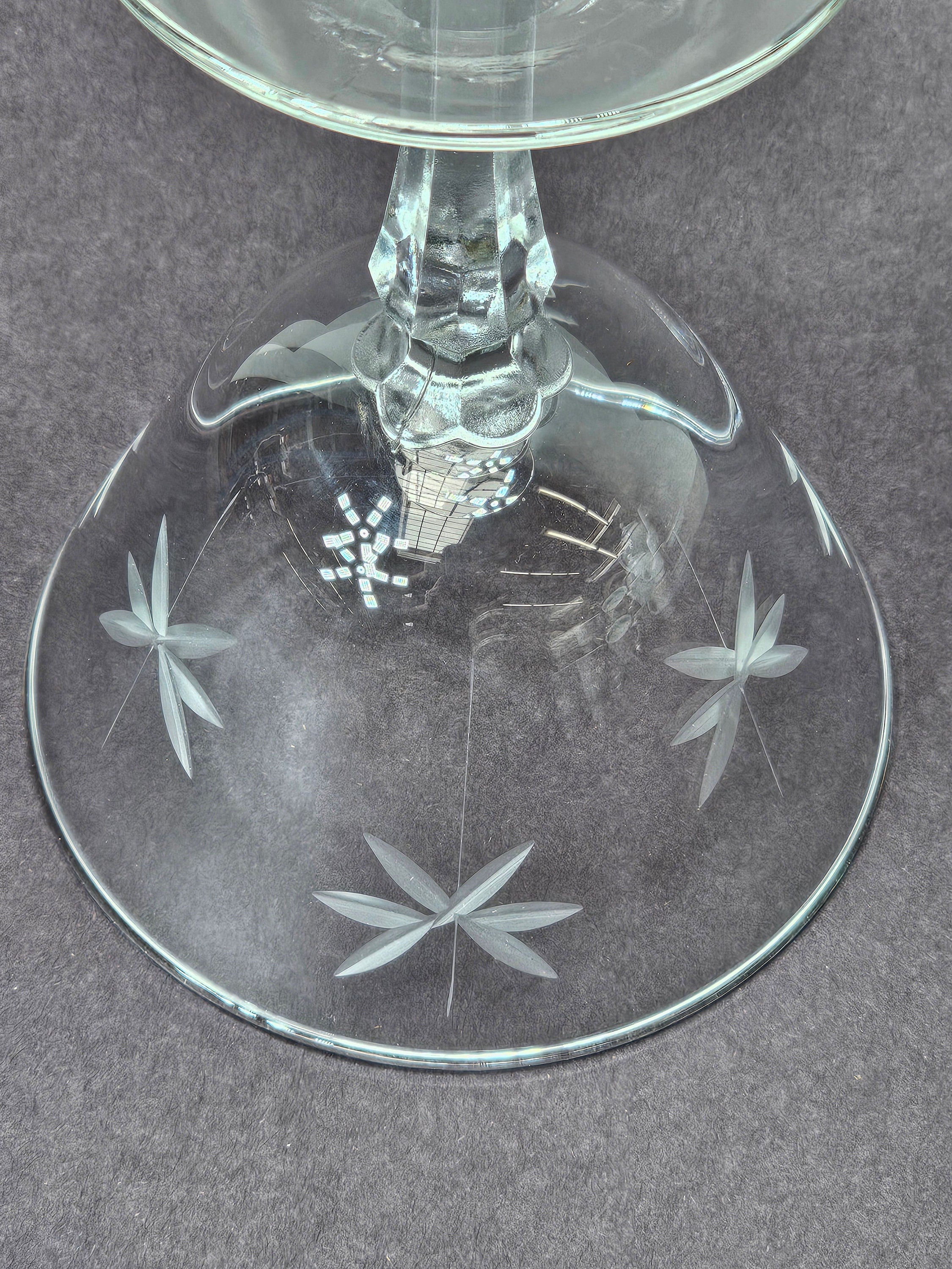 Libbey Clear Candlelight Etched Sherbet Stemmed Champagne Glass